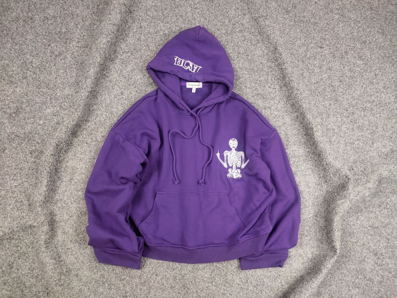 Japanese Brand Heaven Can Wait Design cropped Purple Skeleton Logo Hoodie Size US S / EU 44-46 / 1 - 3 Thumbnail