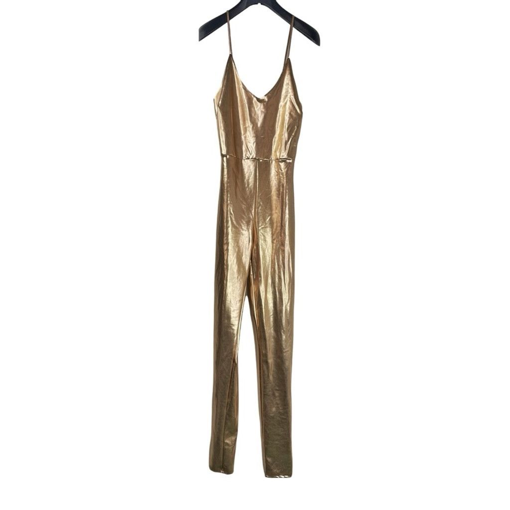 Other DEXIRE Women's Metallic Rose Gold Jumpsuit Stretchy Fabric L Size 34" / US 12 / IT 48 - 1 Thumbnail