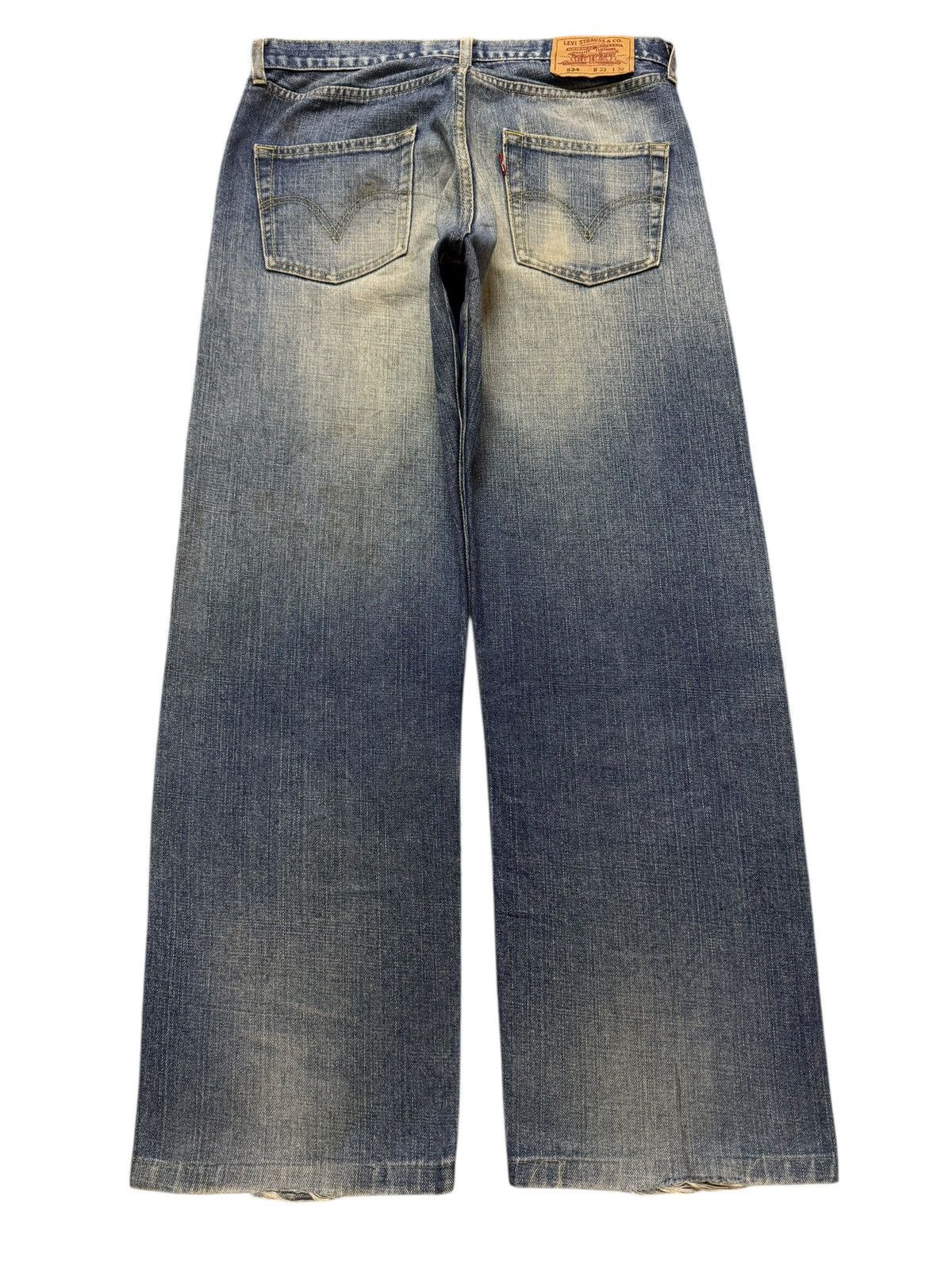 Levi's Vtg Levis 534 Blue Faded Mud Wash Distress Wide Leg Baggy Size US 32 / EU 48 - 2 Thumbnail