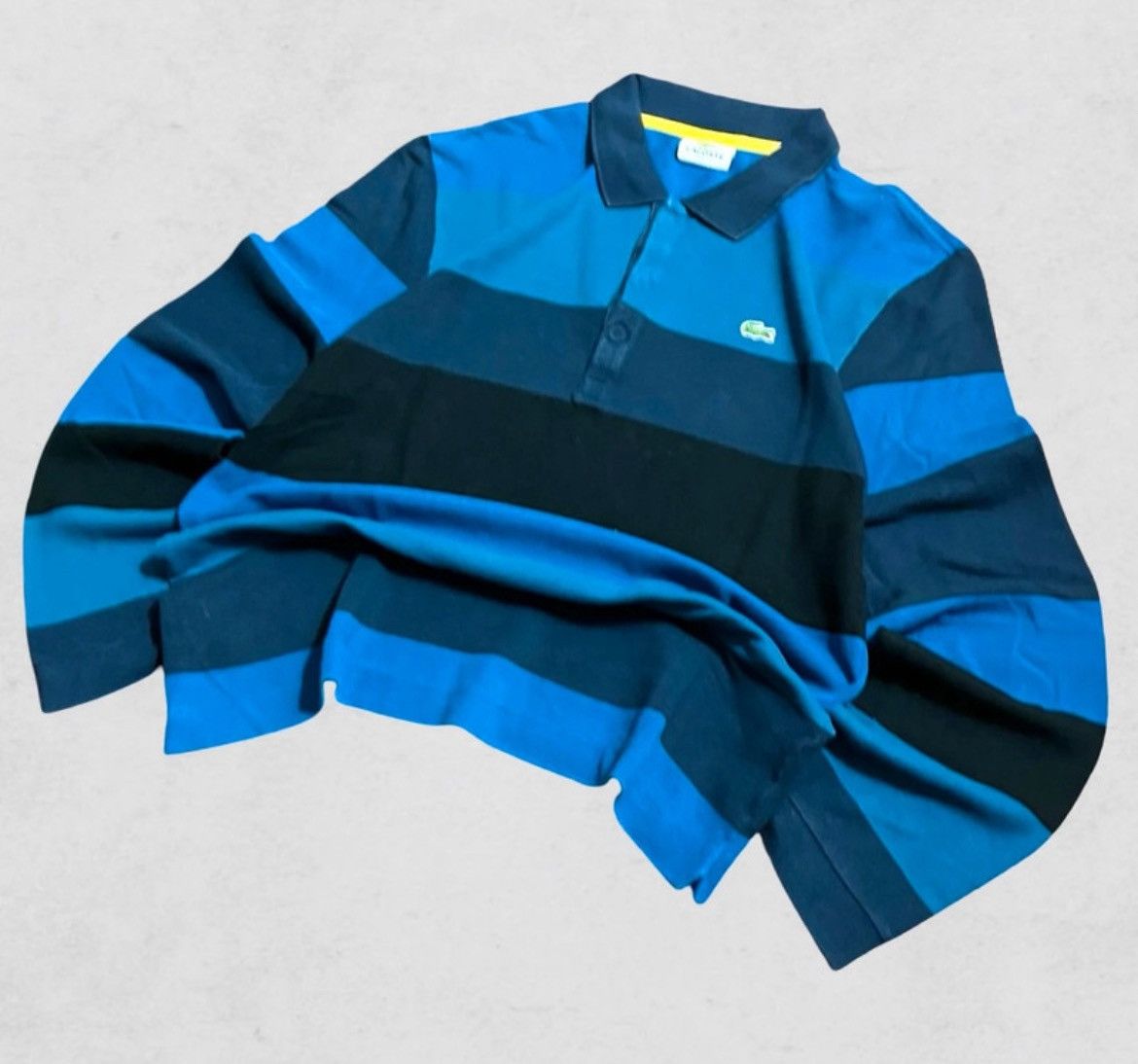 Lacoste Vintage 2000s Lacoste long-sleeved polo shirt blue stripes Size US M / EU 48-50 / 2 - 2 Thumbnail