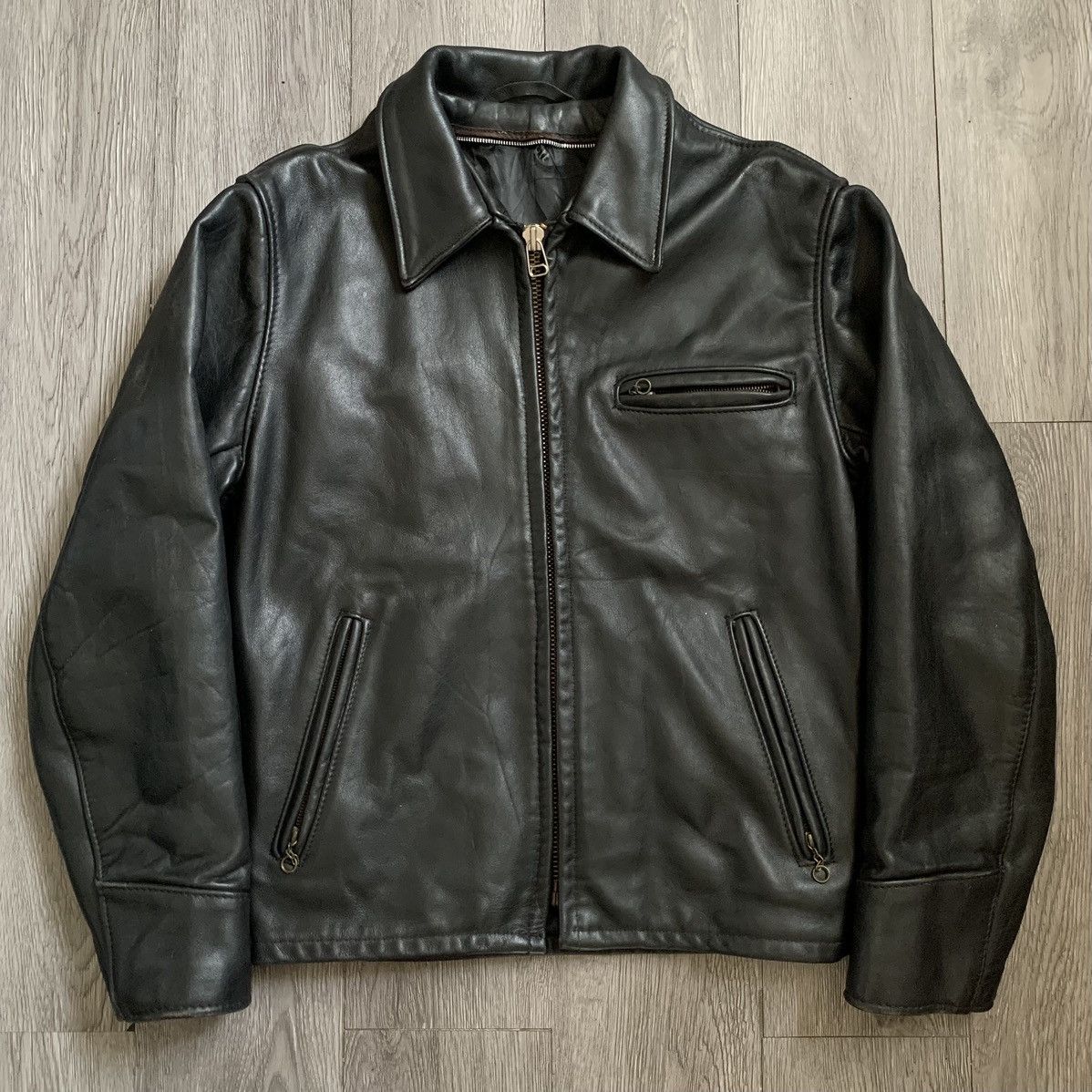 Pre-owned Leather Jacket X Schott Vintage Late 80's Schott At101 1st Issue Leather Jacket In Black