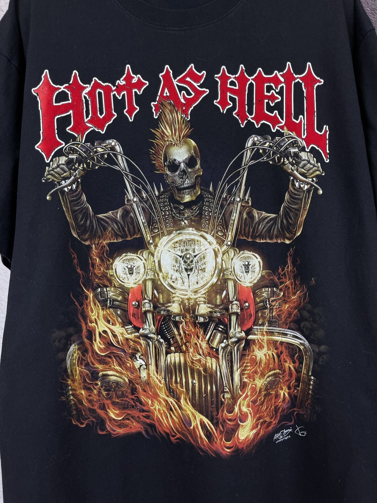 Band Tees Rock Chang Hot as hell vintage skull ghost rider tee Size US XL / EU 56 / 4 - 6 Thumbnail