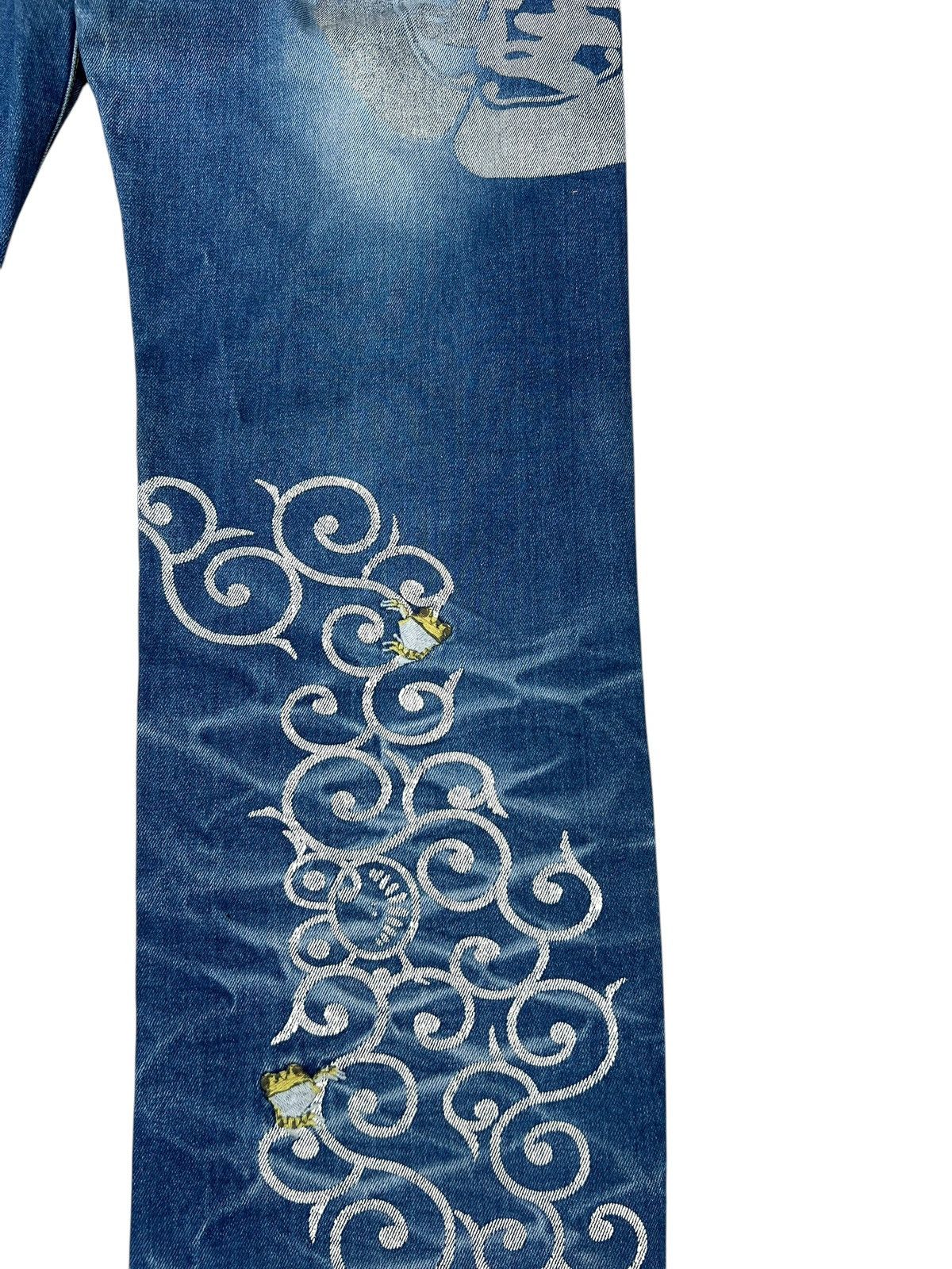 Vintage Dirty Mud SANMARUICHI Distress Frog Embroidery Denim Jeans Size US 30 / EU 46 - 20 Thumbnail