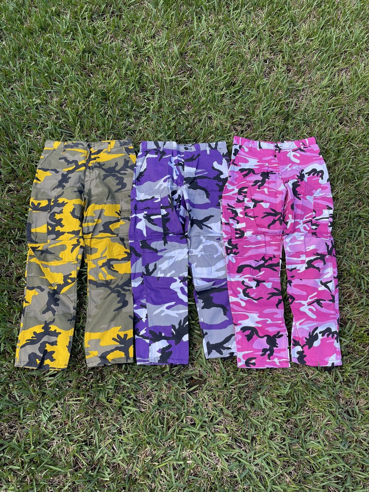Purple and yellow camo pants deals