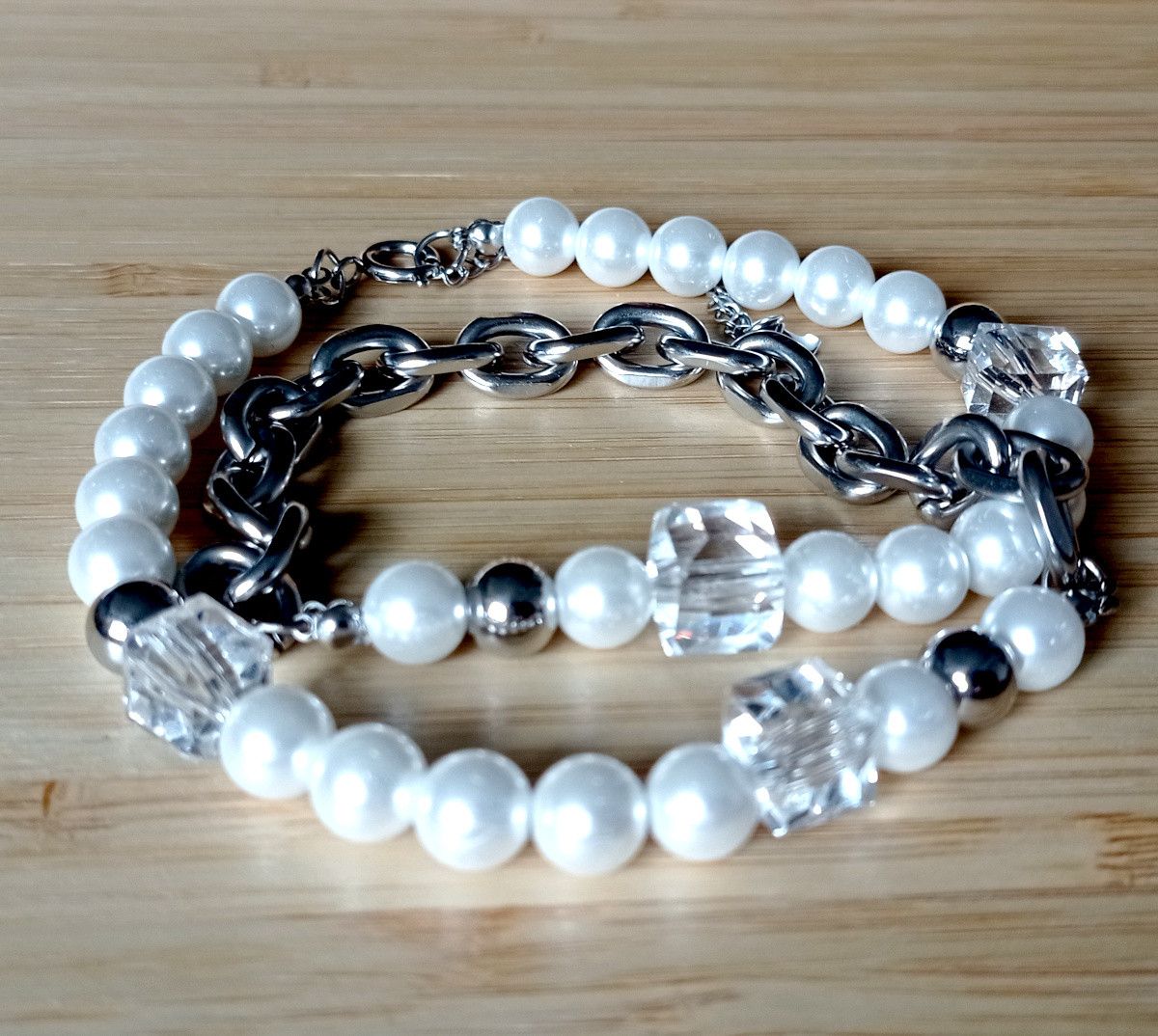 Vintage Vintage Avant Garde Luxury Ice Square Crystal Pearl Necklace Size ONE SIZE - 7 Thumbnail