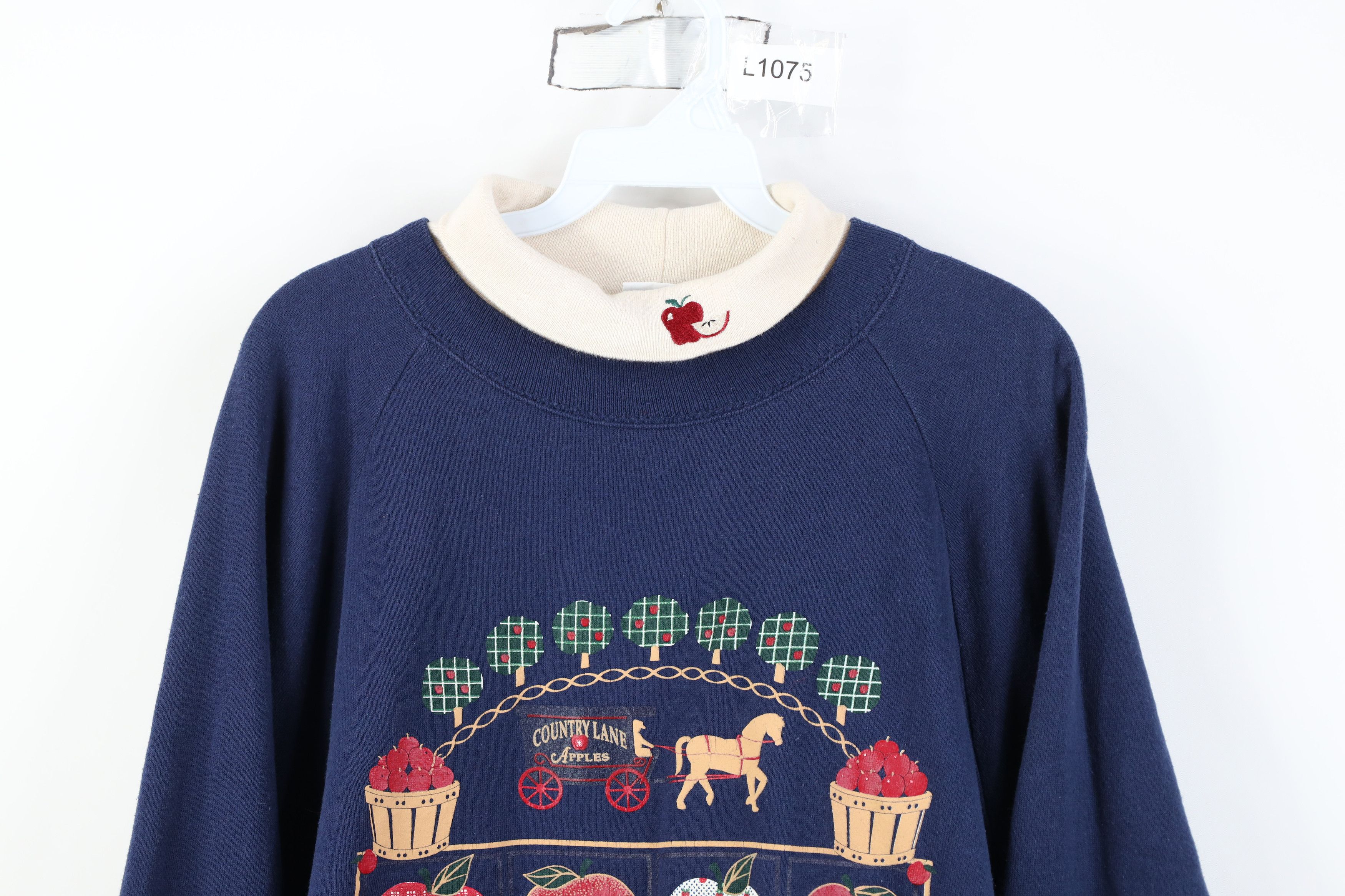 Vintage Vintage 90s Streetwear City Apples Turtleneck Sweatshirt US Size XXL / US 16-18 / IT 52-54 - 2 Thumbnail