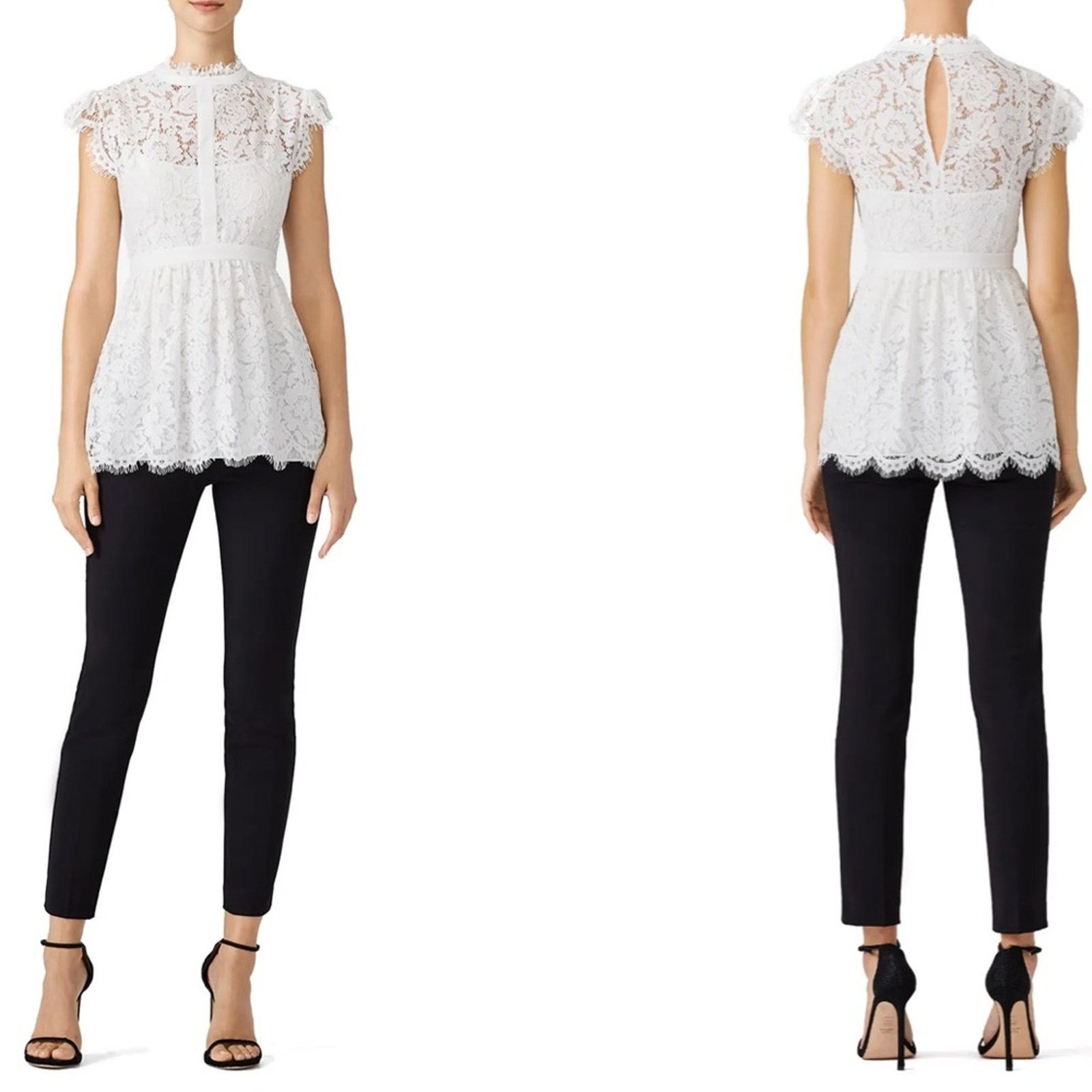 Rachel Zoe RTR Rachel Zoe Jamie White Floral Lace Mock Neck Top Sz 12 Size XL / US 12-14 / IT 48-50 - 1 Thumbnail