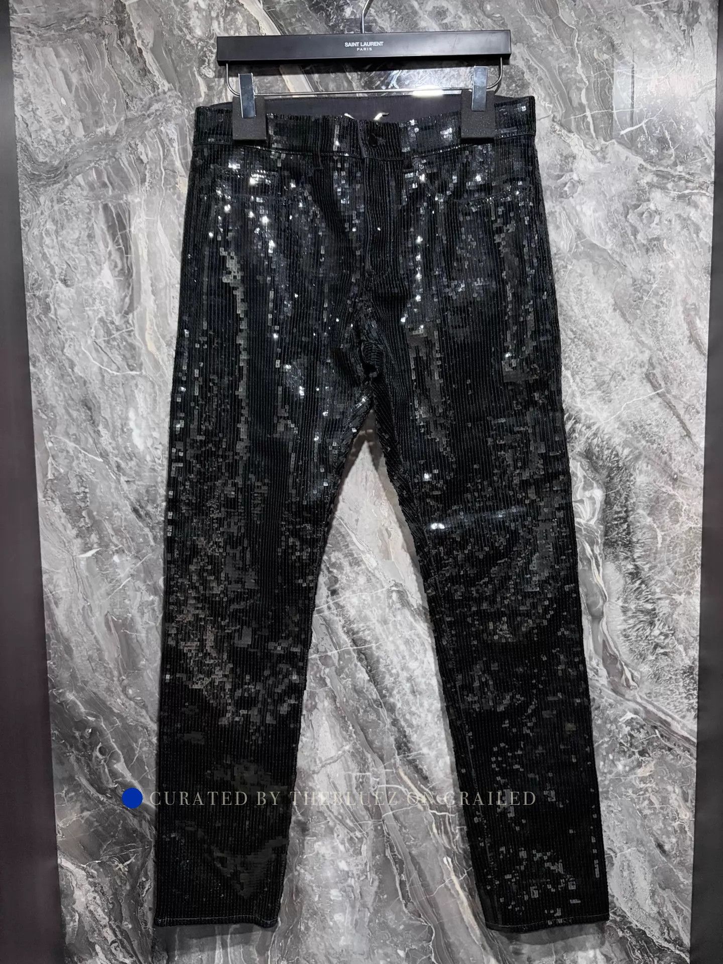 Saint Laurent Paris Black Sequin Jeans in Size 32 Size US 32 / EU 48 - 1 Thumbnail