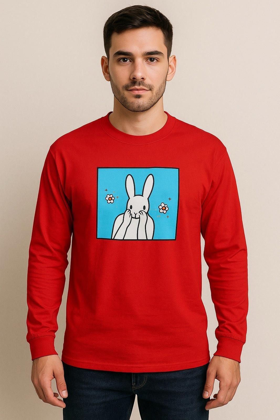 Gildan Bad Bunny Pop Cartoon Long-Sleeve Hot Topic T-Shirt Sz Med Size US M / EU 48-50 / 2 - 1 Thumbnail
