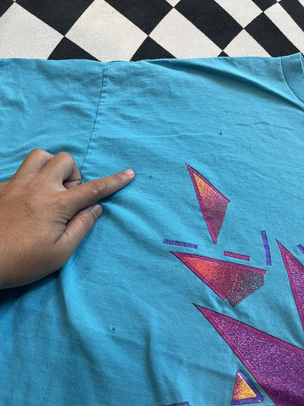 Mickey Mouse Disney Mickey Mouse 'Land 'N Sea' Neon Glitch Turquoise Tee Size US XL / EU 56 / 4 - 5 Thumbnail
