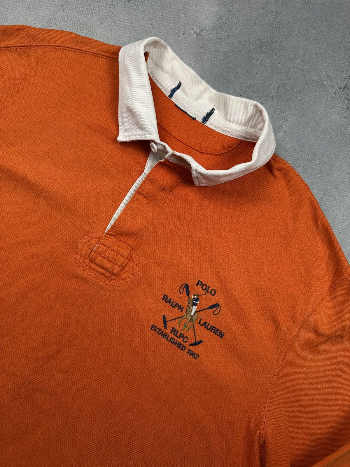 Polo Ralph Lauren Polo Ralph Lauren RLPC Orange Long Sleeve Rugby Shirt 90s Size US XL / EU 56 / 4 - 5 Thumbnail