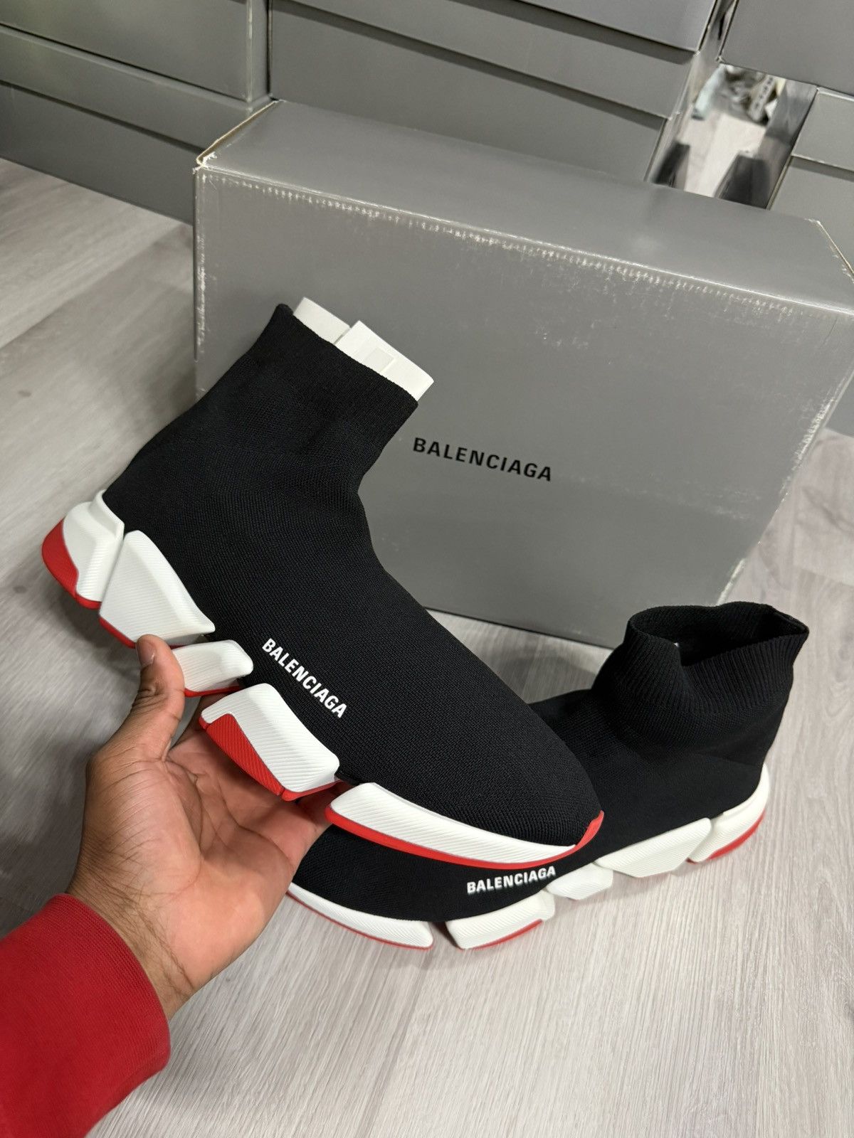 Balenciaga Balenciaga Speed 2.0 Sneakers Black White Red Size US 13 / EU 46 - 1 Thumbnail