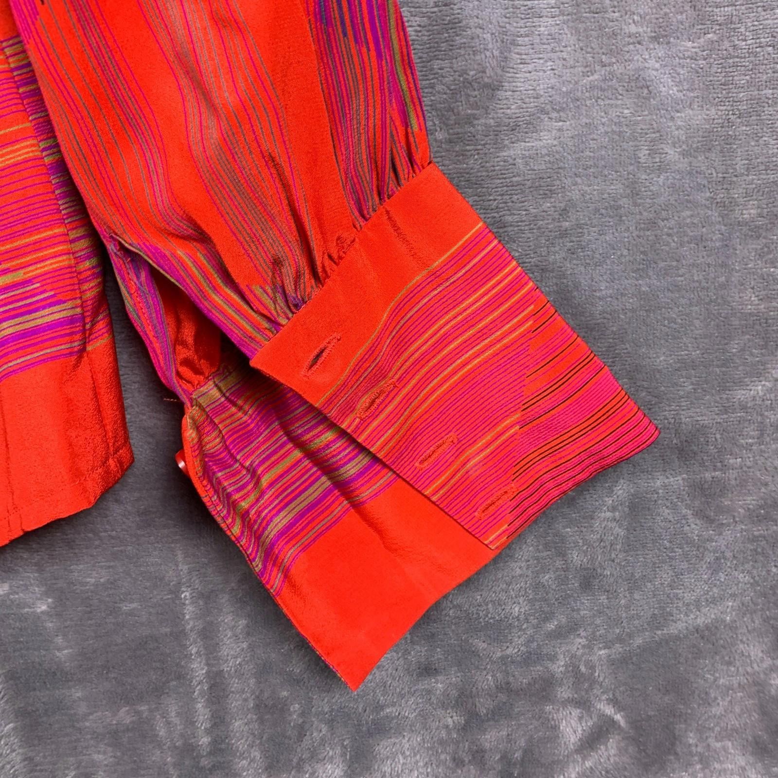 The Unbranded Brand Vintage 80s China Collar High Cuff Abstract Silk Shirt (316) Size US S / EU 44-46 / 1 - 5 Thumbnail