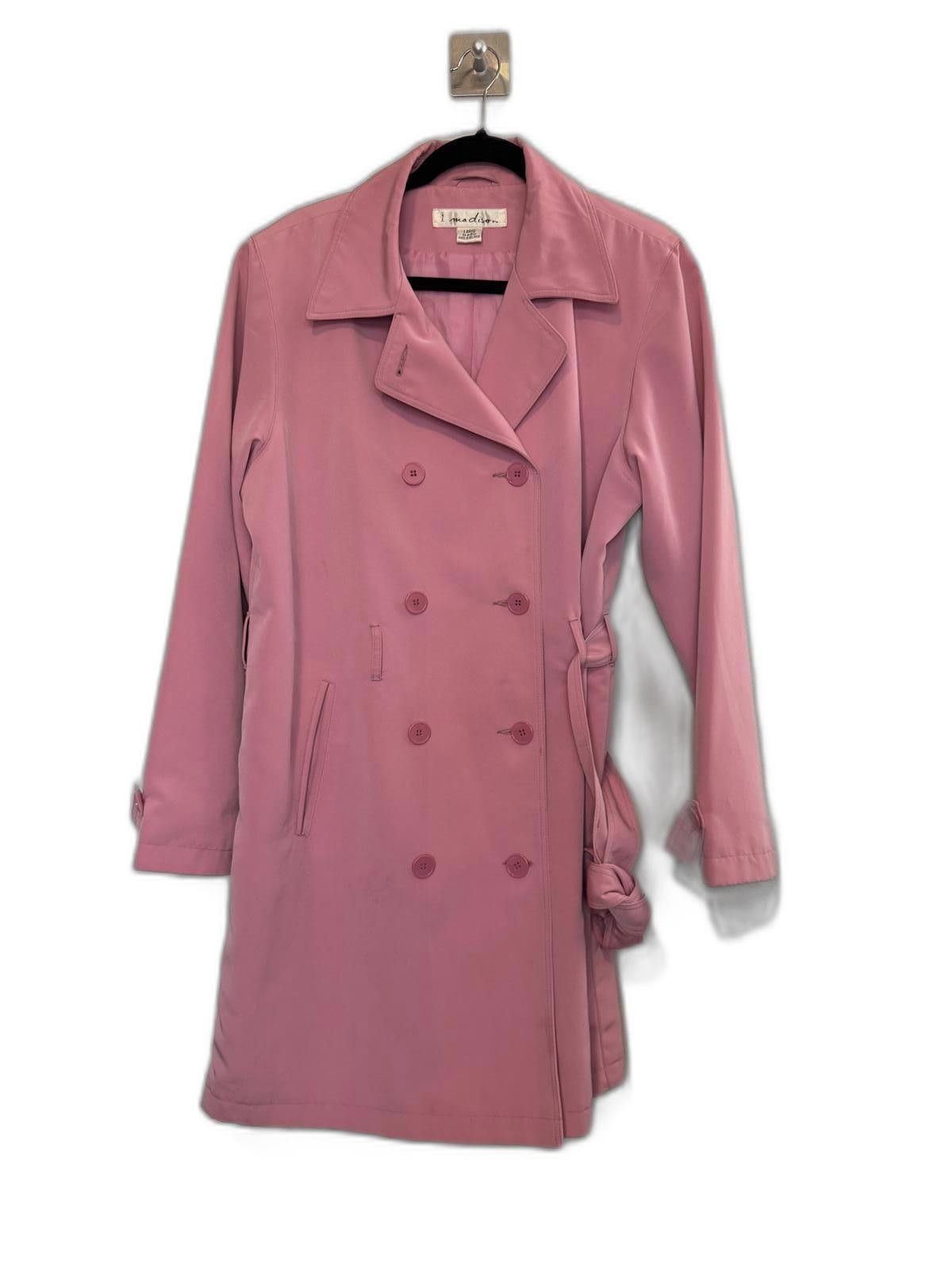 Designer Chic Pink Double-Breasted Trench Coat Size L / US 10 / IT 46 - 2 Thumbnail