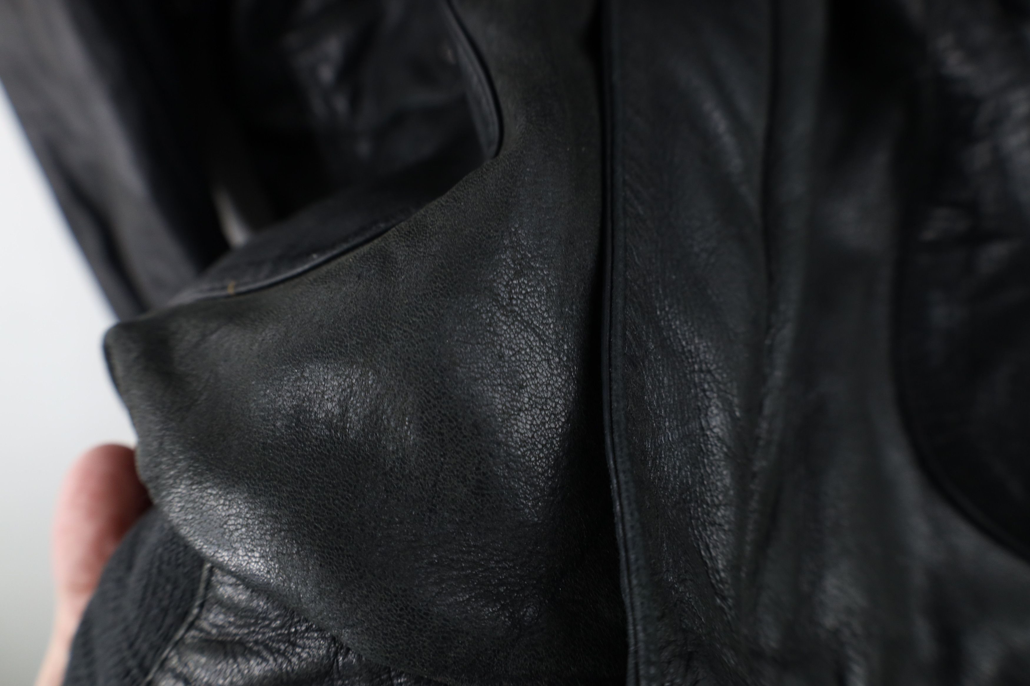 Vintage Vintage 90s Streetwear Leather Flight Bomber Jacket Black Size US L / EU 52-54 / 3 - 4 Thumbnail