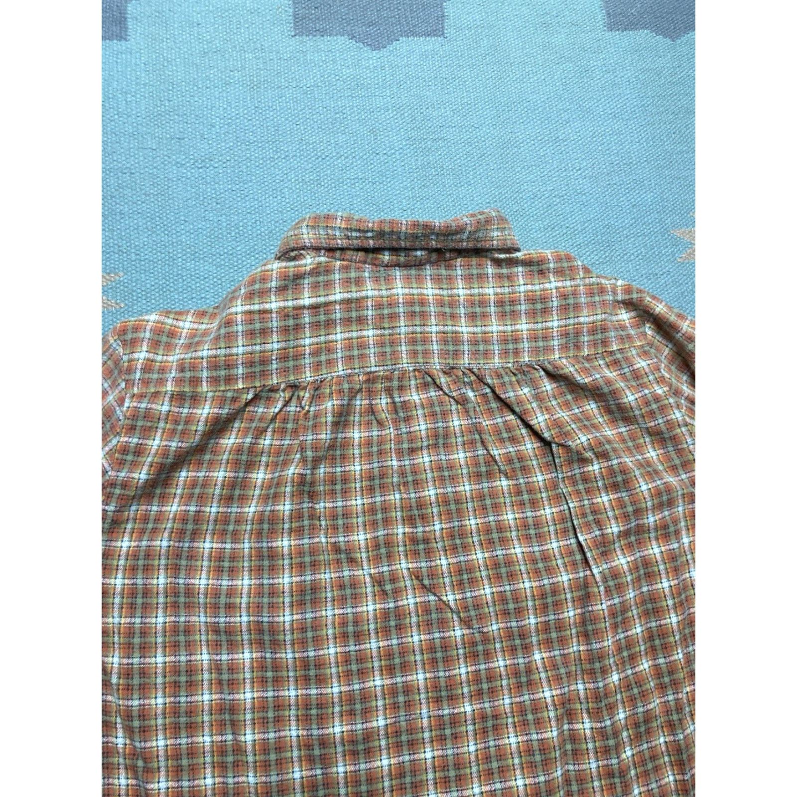 Vintage VINTAGE 80s AZUR Flannel Shirt Plaid Orange Women’s 44 Button-Up Cotton Brushed Size M / US 6-8 / IT 42-44 - 6 Thumbnail