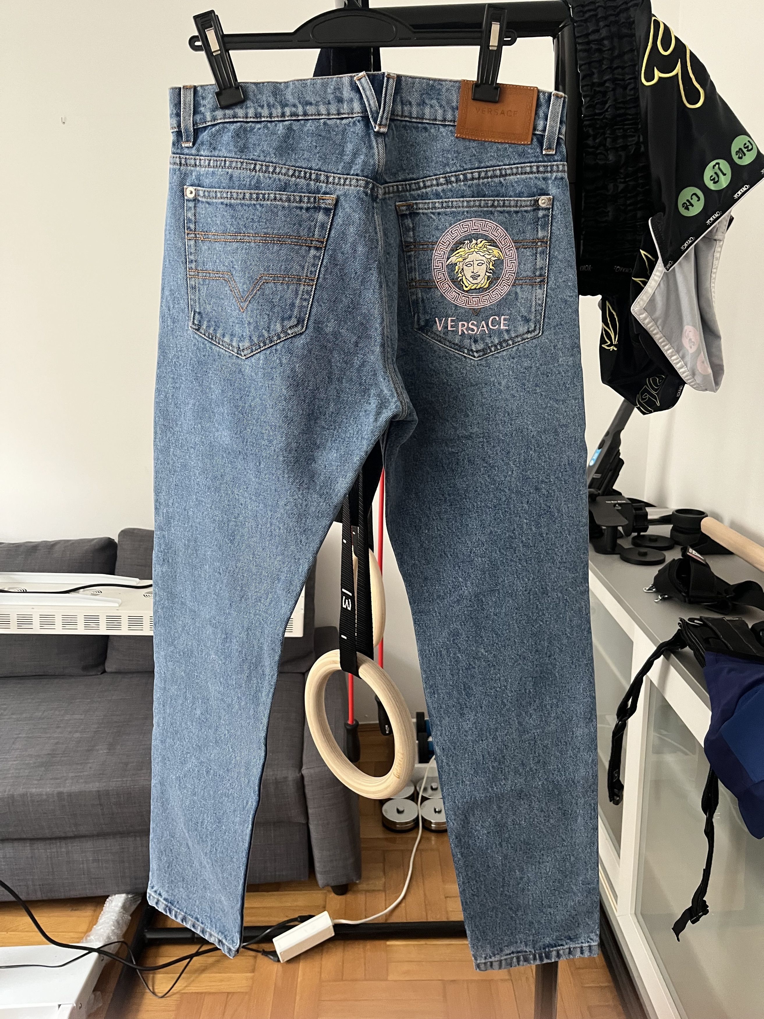 Versace RARE - Versace Medusa Logo Embroidered Denim Jeans Size US 33 - 1 Thumbnail