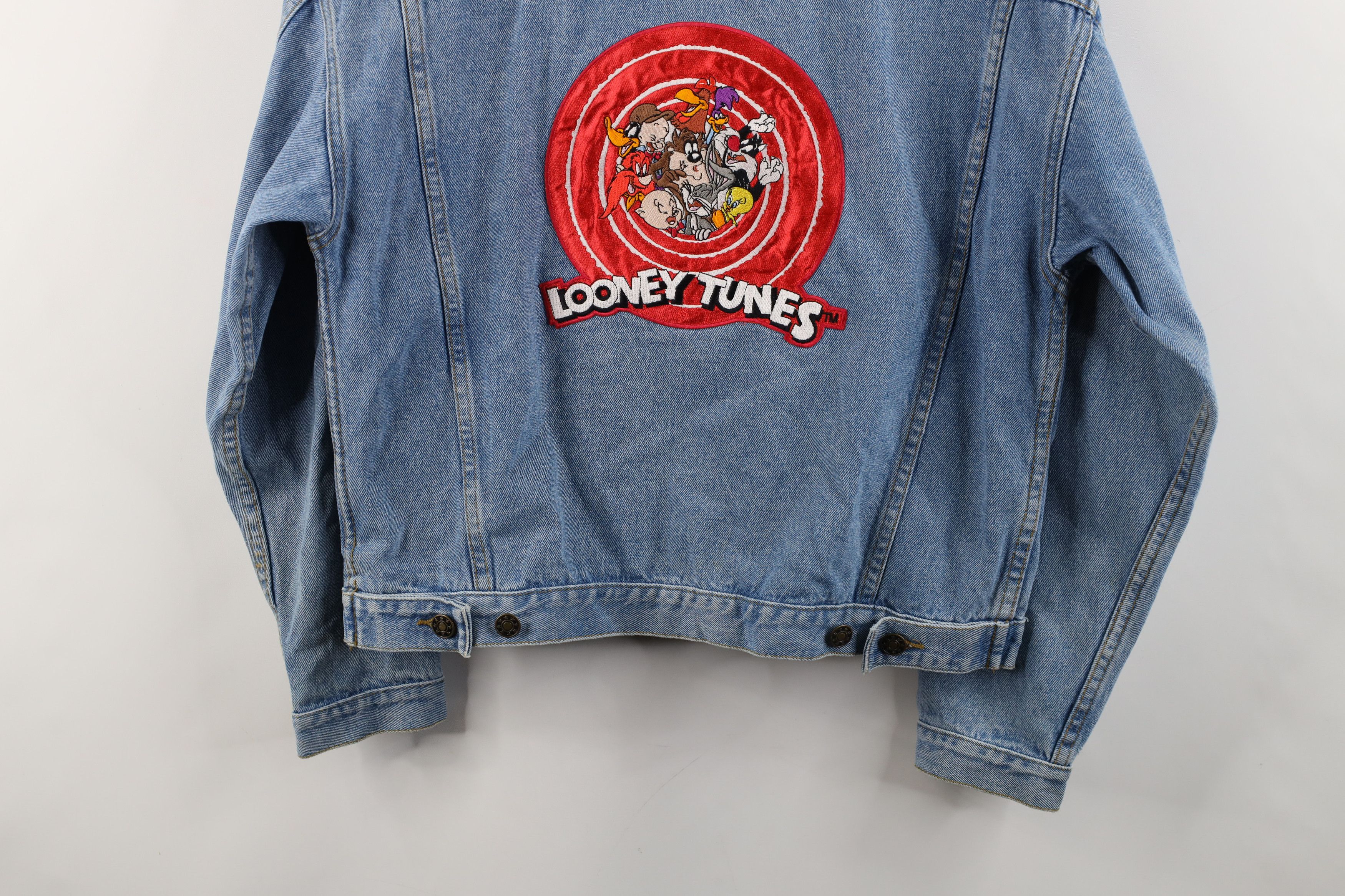 Vintage Vintage 90s Looney Tunes Tweety Bird Denim Trucker Jacket Size L / US 10 / IT 46 - 14 Thumbnail