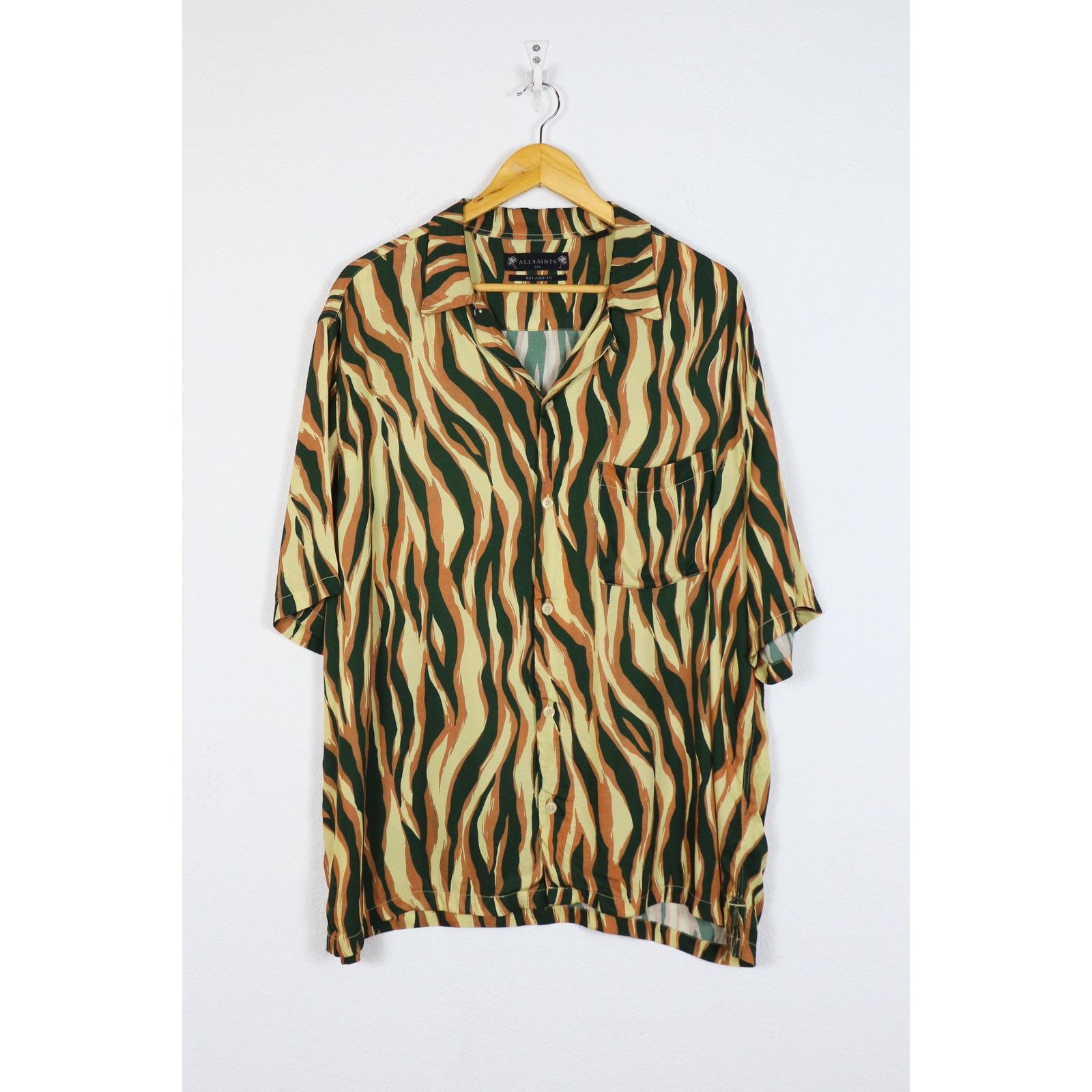 Allsaints Fired Japanese Printed Viscose Camp Shirt
