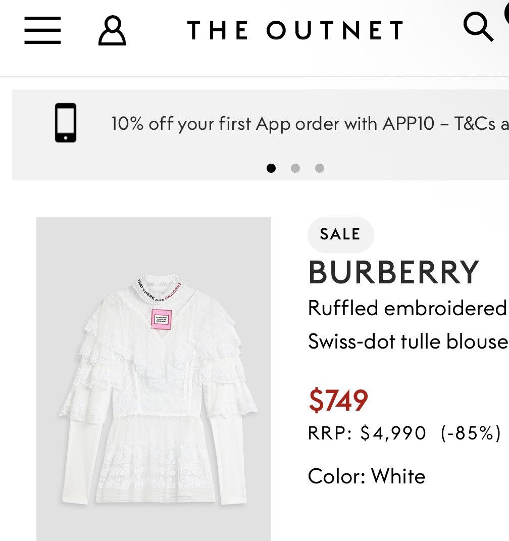 Burberry BURBERRY Ruffled embroidered Swiss-dot tulle blouse Size S / US 4 / IT 40 - 9 Thumbnail
