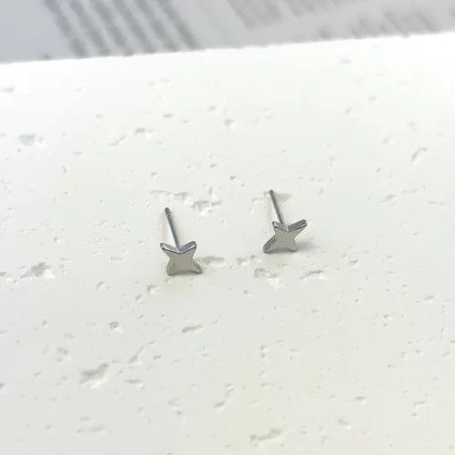 Sterling Silver Small Tiny Star Stud Earrings for Men Women,Star Earrings Size ONE SIZE - 1 Thumbnail