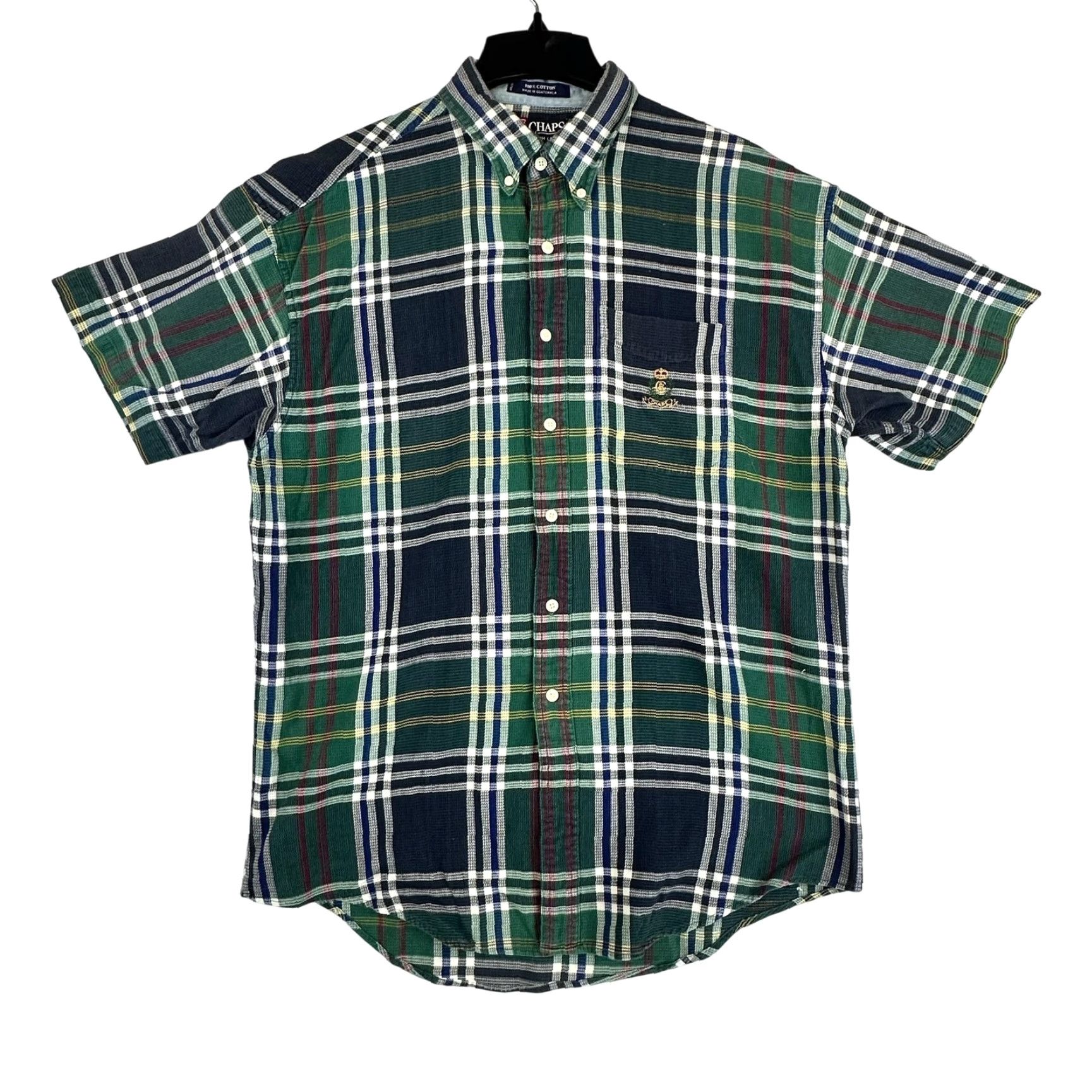 Chaps Chaps Shirt Mens L Plaid Short Sleeve Button-Down Crest Embroidered Cotton Casual Green Size US L / EU 52-54 / 3 - 2 Thumbnail