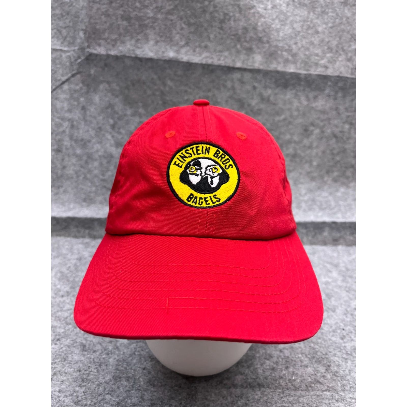 Vintage Wear Guard Bagels Hat Cap Adjustable One Size Red Cotton Polyester Blend Twill Baseball Cap Mens casual travel 90s theme Bagels Size ONE SIZE - 2 Thumbnail
