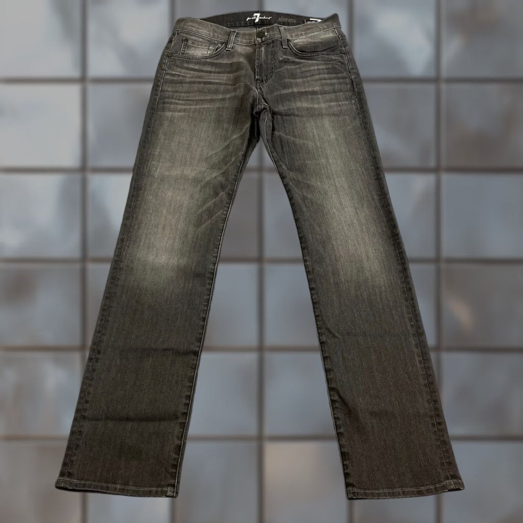 7 For All Mankind 7 For All Mankind Mens Jeans Slim Tapered 31 Dark Wash Grey Stretch Slimmy Denim Regular Jeans Mens (31) Size US 31 - 1 Thumbnail