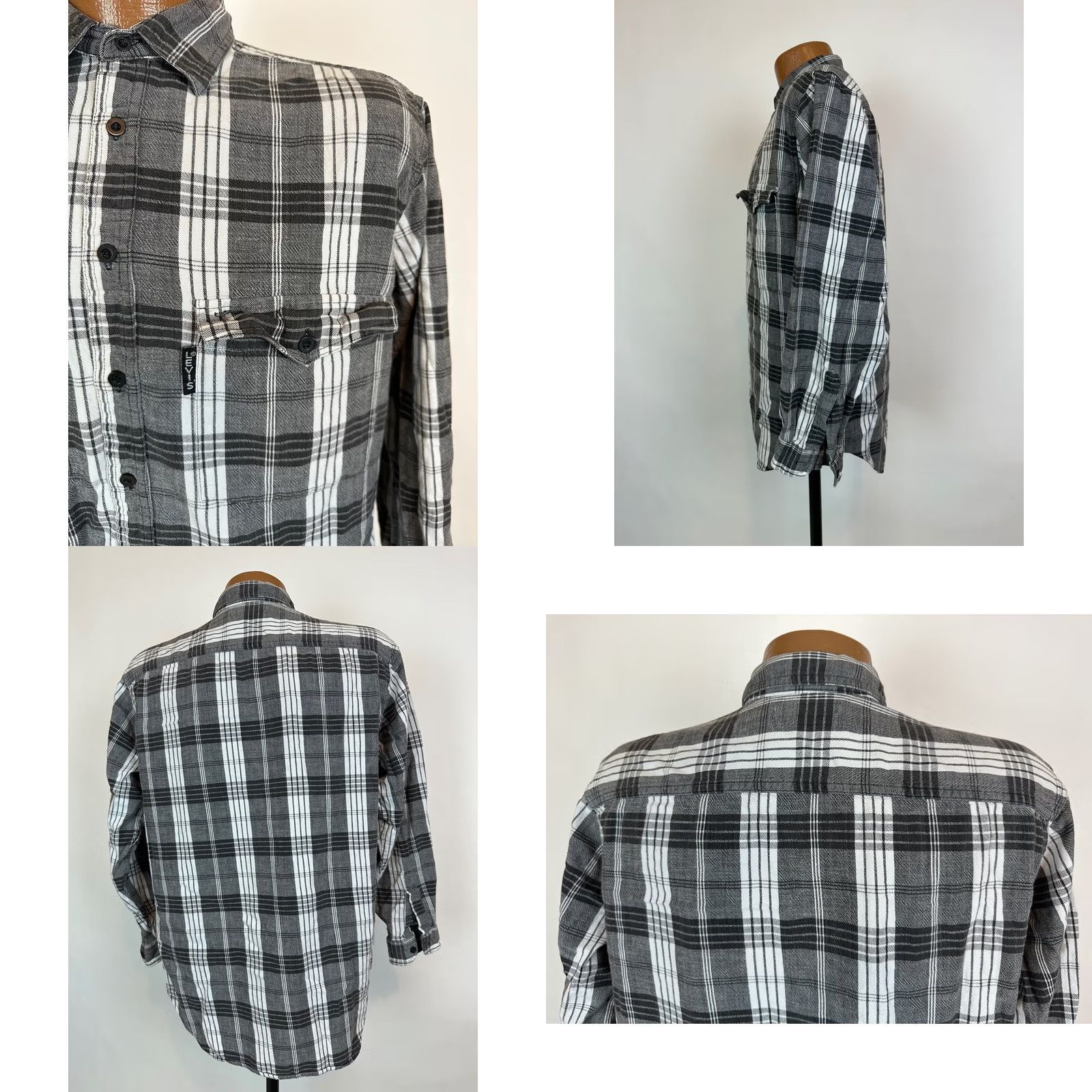 Levi's VINTAGE Levi's Sutter Creek Shirt Men M Plaid Cotton Button-Up Black Casual 80s 90s Grunge Hipster Mens Size US M / EU 48-50 / 2 - 8 Thumbnail