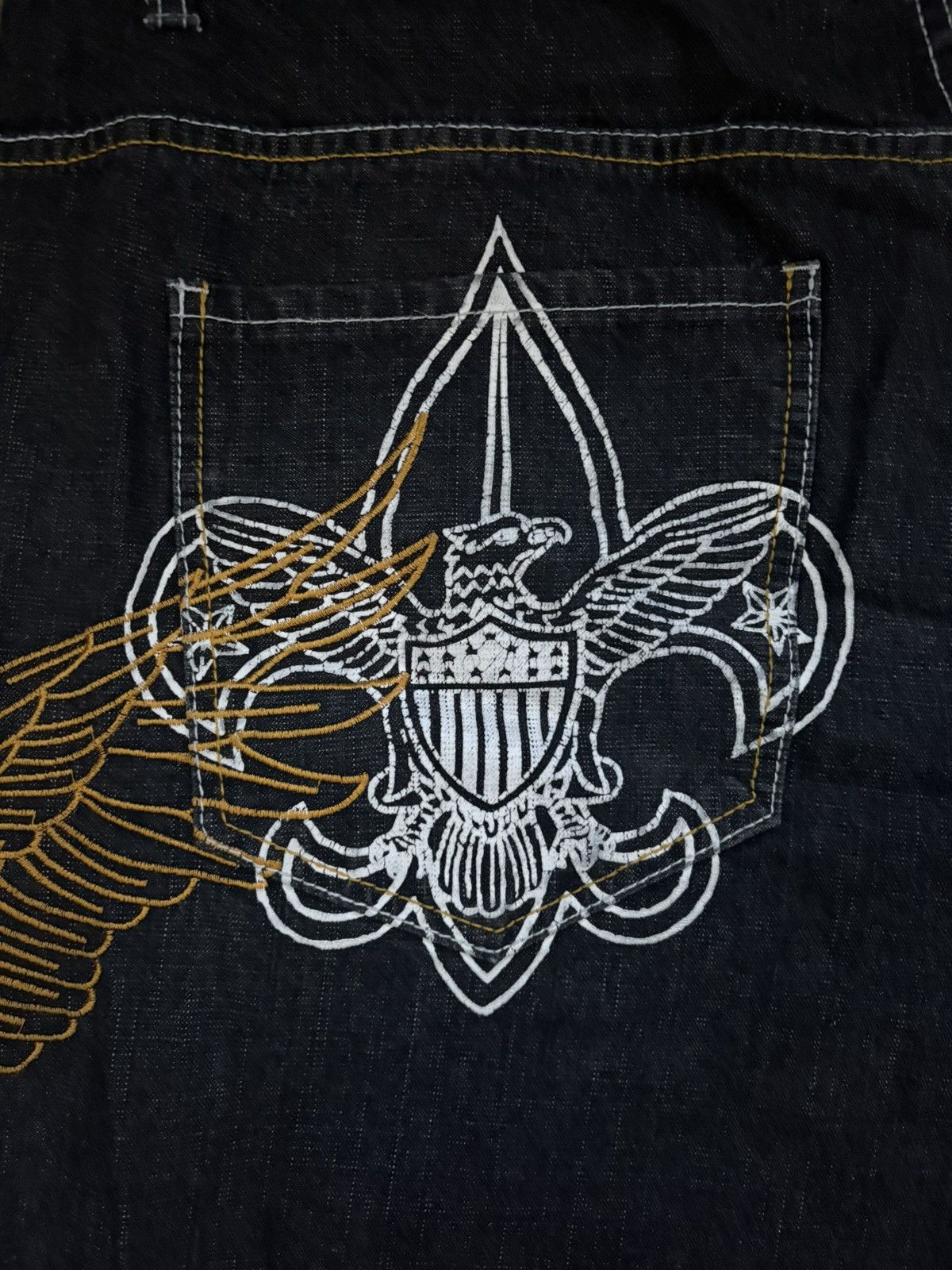 Other × Vintage UExtreme black and yellow embroidered jeans Size US 40 / EU 56 - 3 Thumbnail