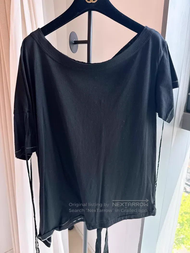 Ann Demeulemeester Ann Demeulemeester Black, irregular fringed T-shirt Size M / US 6-8 / IT 42-44 - 1 Thumbnail