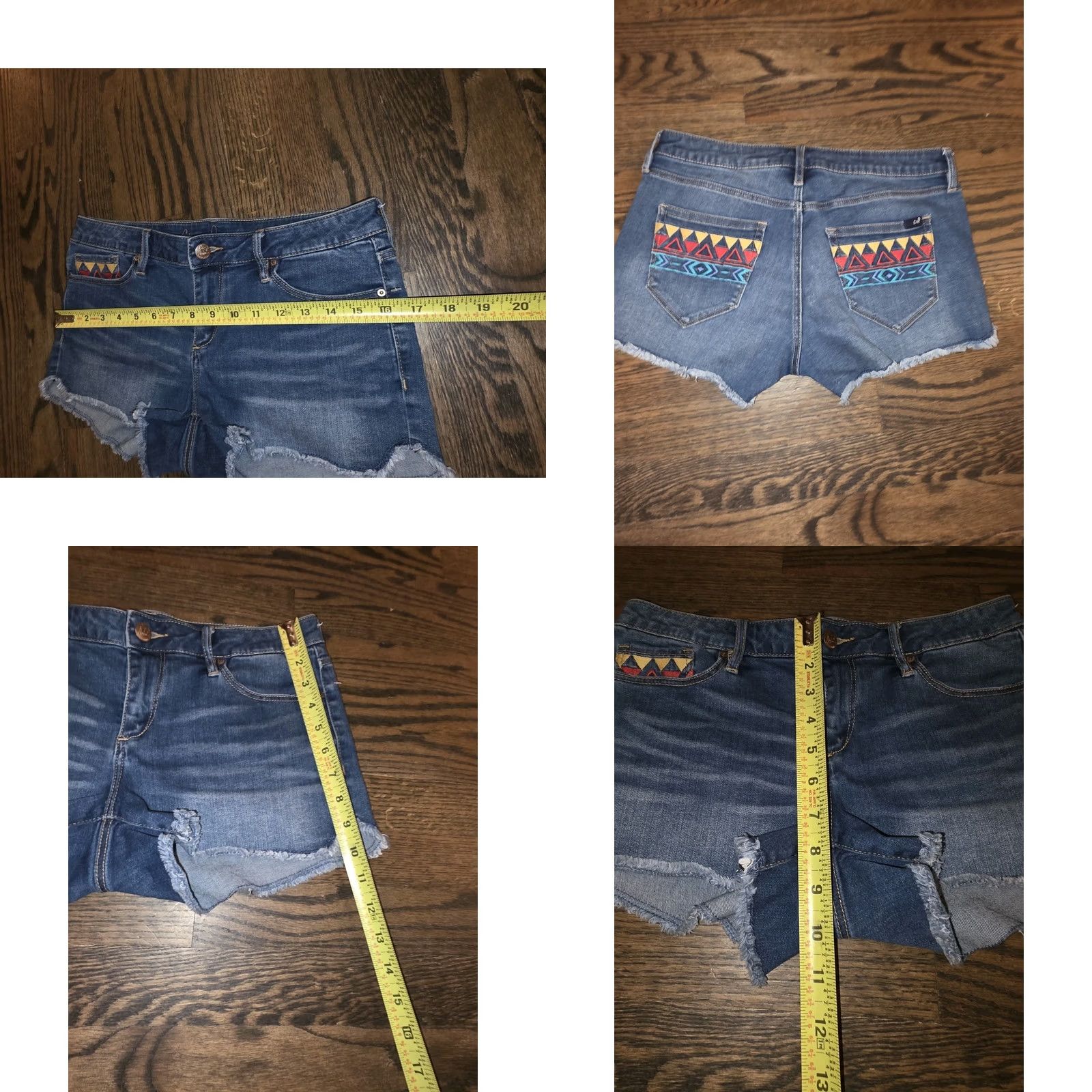 Vintage Chip & Pepper Denim Short Shorts Embroidery Frayed Cuff Sz Medium 29 Women’s Cotton Blend Blue Casual Vintage No Size 29" - 8 Thumbnail