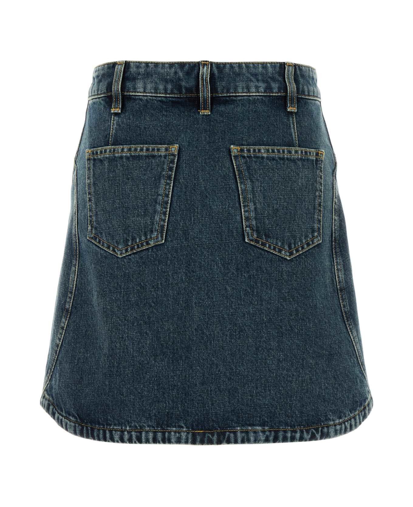 Givenchy o1n1vont0326 Denim Skirt in Blue Size 25" / US 0 / IT 36 - 2 Thumbnail