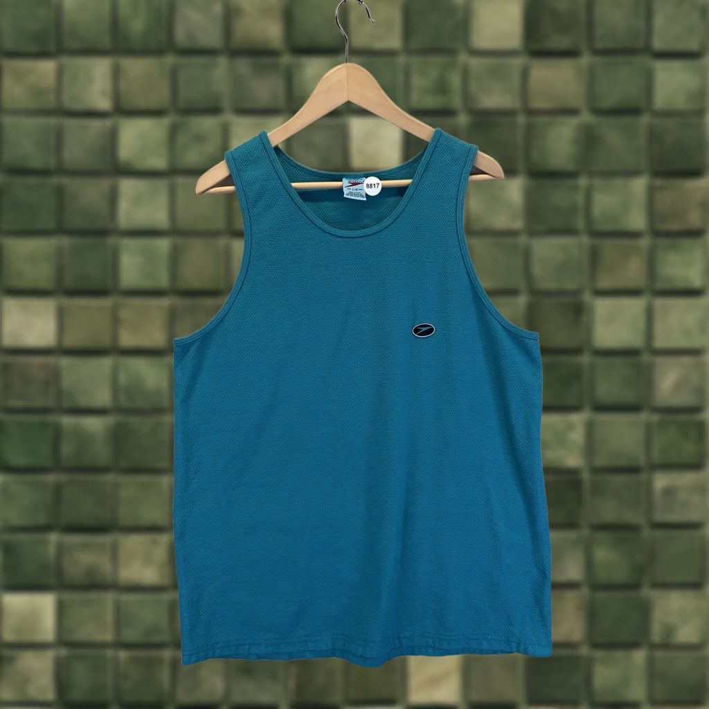 Speedo VINTAGE Speedo Teal Wooven Tank Top Mens L USA Made-8817 Size US L / EU 52-54 / 3 - 1 Thumbnail