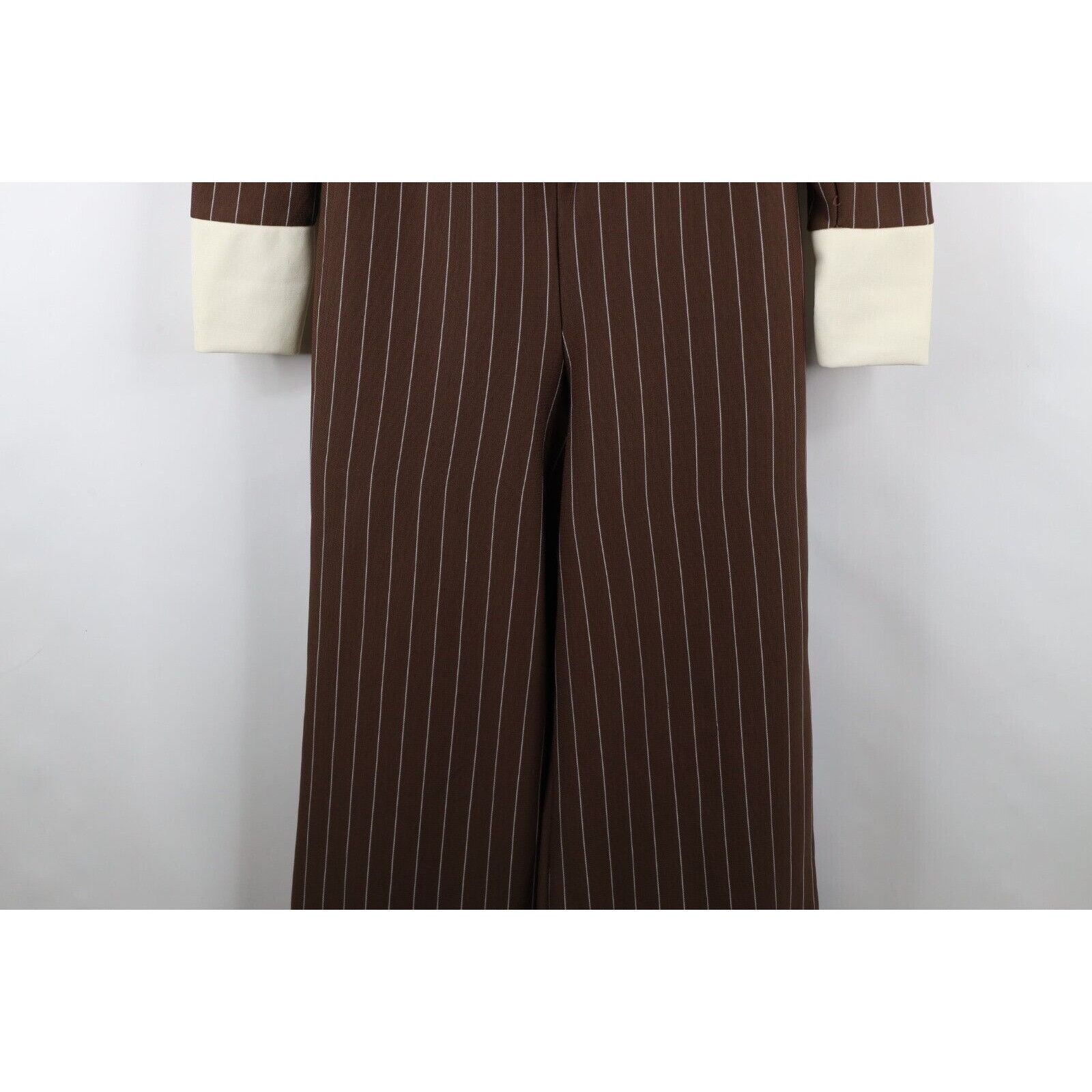 Vintage Vintage 70s Streetwear Pinstriped Bell Bottoms Romper Suit Size L / US 10 / IT 46 - 4 Thumbnail