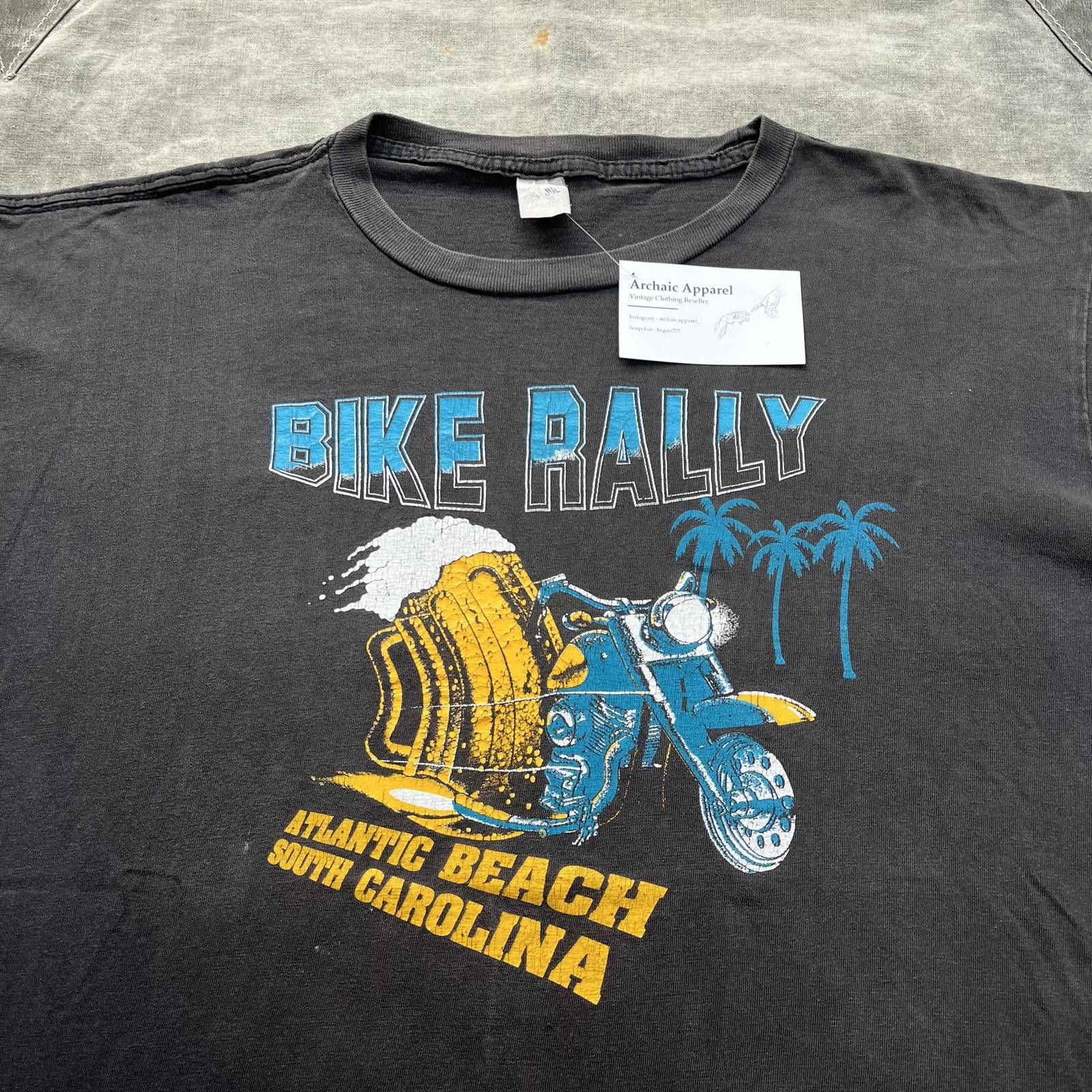 Vintage Vintage Faded Atlantic Beach Bike Rally Motorcycle Beer Tee Size US XL / EU 56 / 4 - 3 Thumbnail