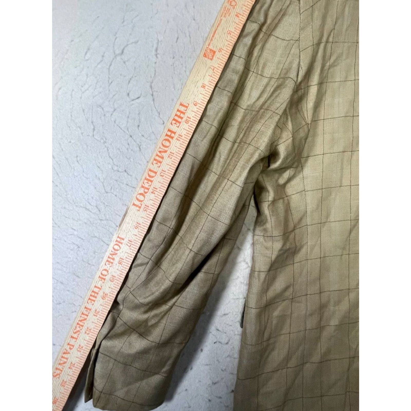 Vintage Hickey Freeman Sport Coat Blazer Men 46R Beige Plaid Wool Silk Two-Button Notch Lapel Regular Length Size 46R - 4 Thumbnail