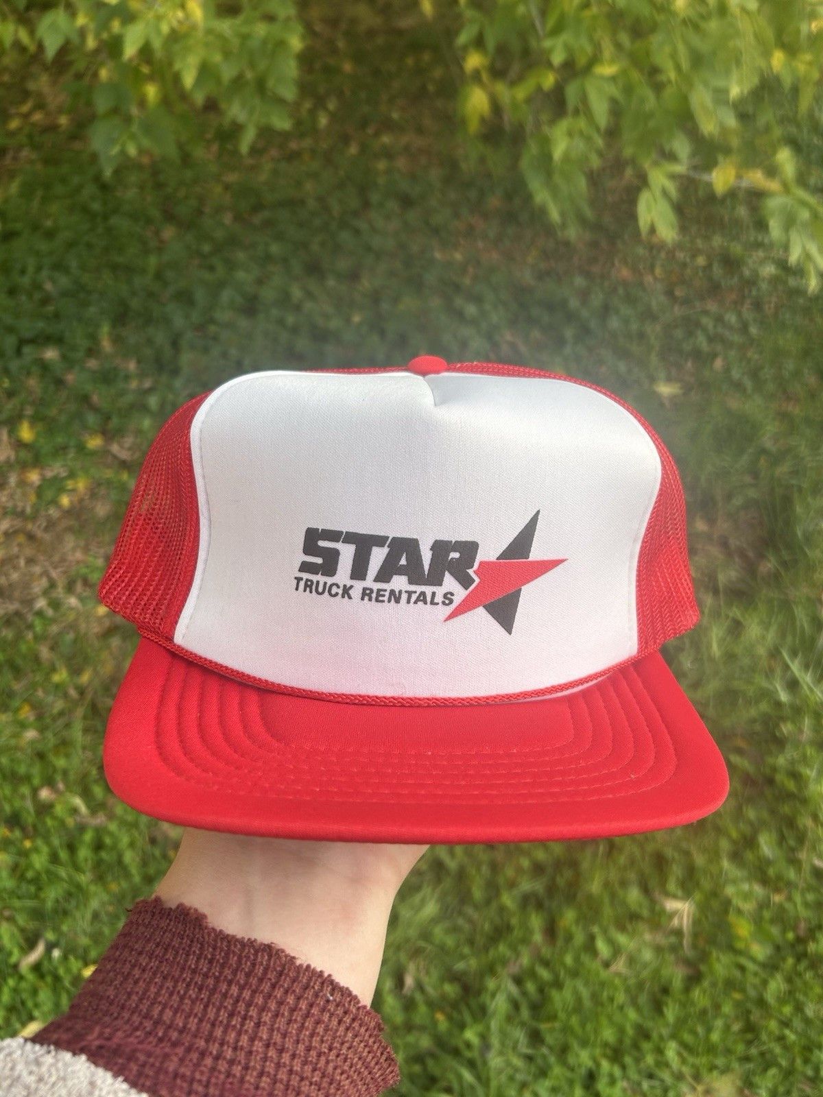 Vintage Vintage trucker hat star truck rentals red white 2 tone snap Size ONE SIZE - 2 Thumbnail