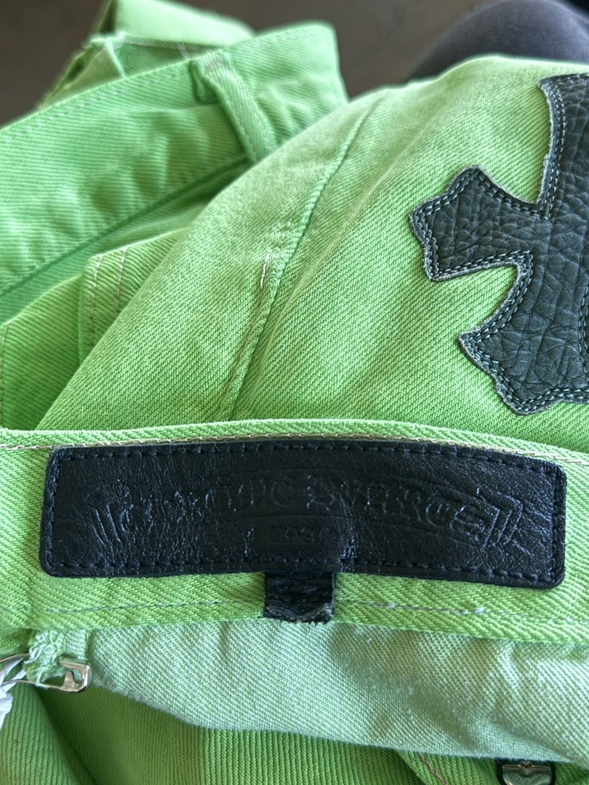 Chrome Hearts Chrome Hearts Lime Green 501 Patch Jeans Size US 33 - 12 Thumbnail