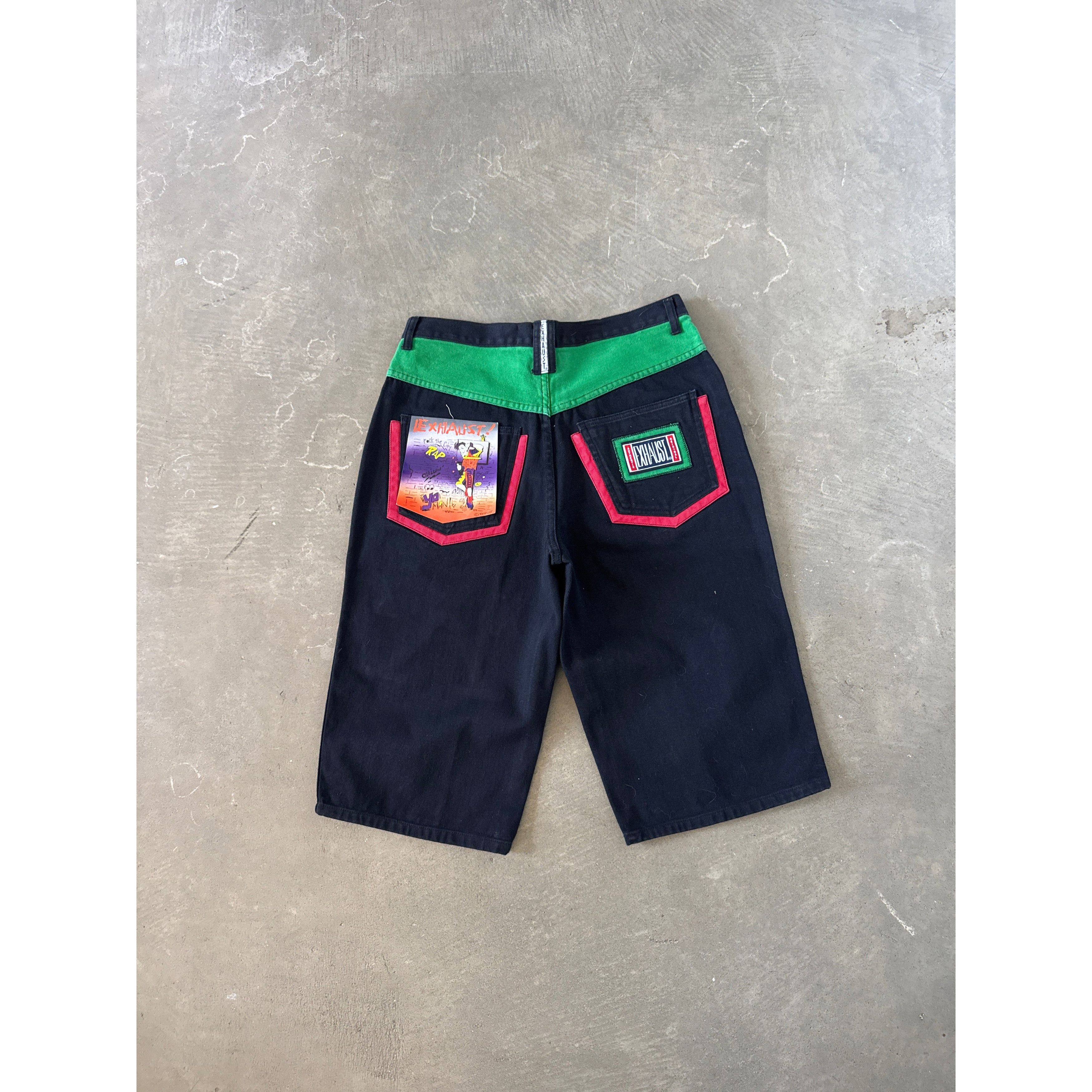 Vintage Vintage 90s Exhaust Malcolm X Embroidered Black Denim Shorts Size US 34 / EU 50 - 5 Thumbnail