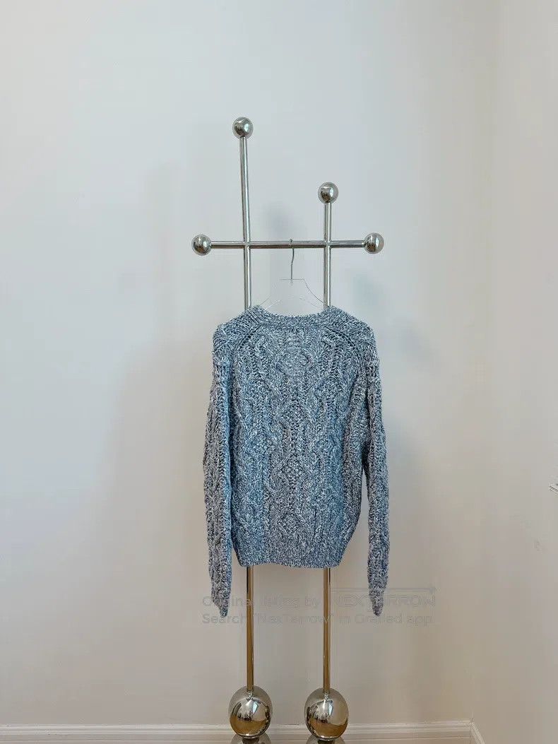 Loro Piana LORO PIANA Blue Mixed Color Cable Knit Cashmere Cardigan Size S / US 4 / IT 40 - 2 Thumbnail