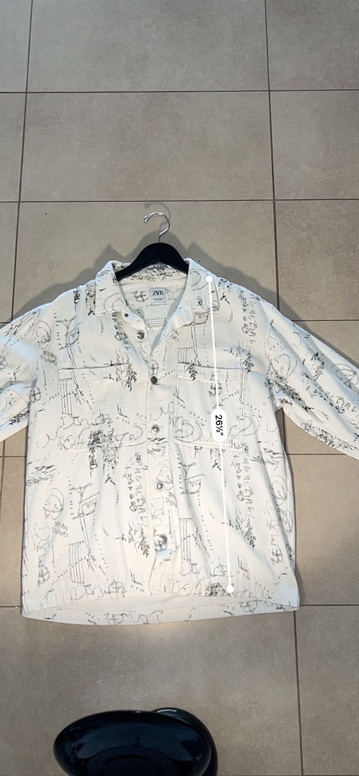 Zara Zara Print White Denim Jacket – Size L, Fashion Print Size US L / EU 52-54 / 3 - 4 Thumbnail