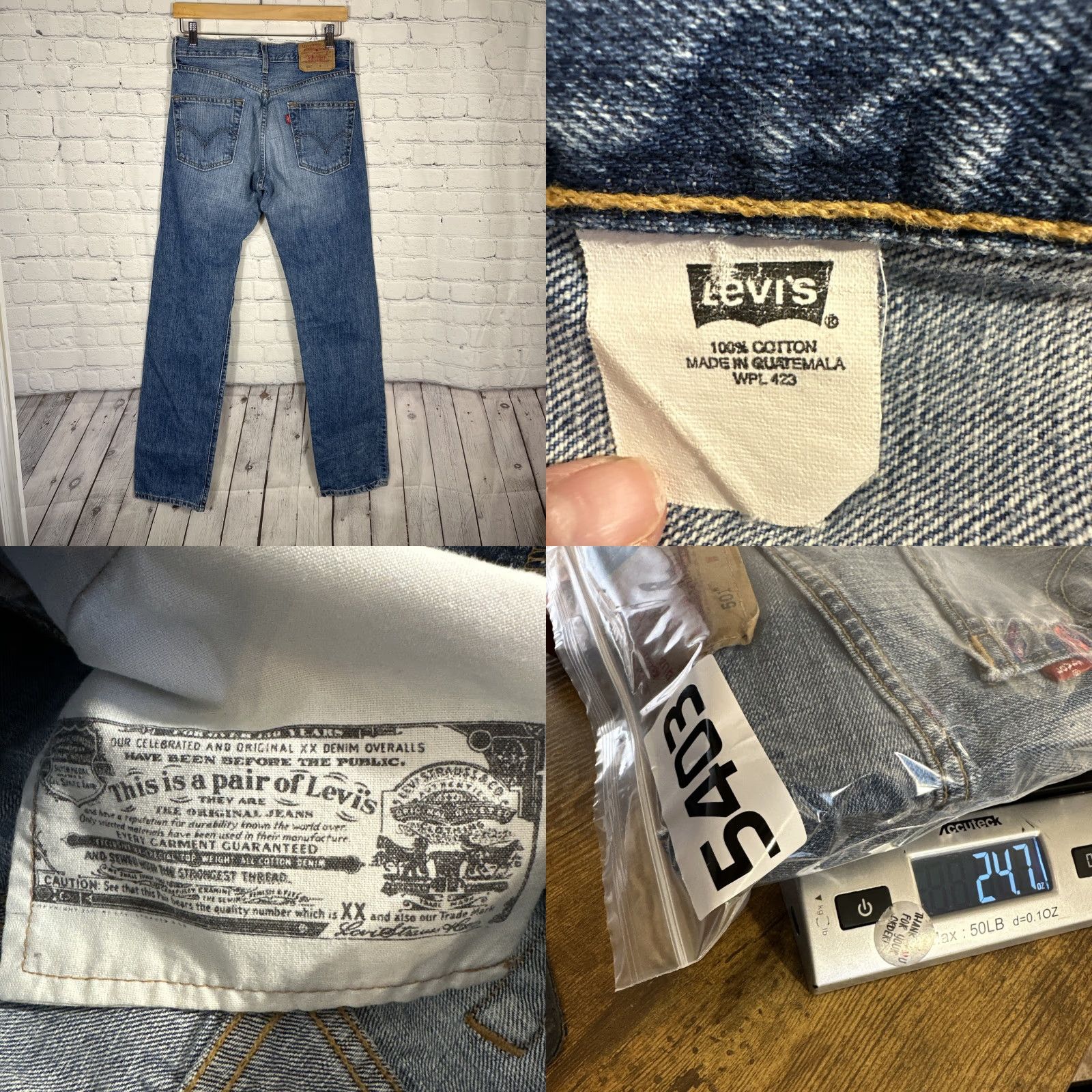 Levi's VINTAGE Levi's 501 Levi'S 501 Jeans Mens 30x34 Button Fly Red Tab Straight Denim Blue 90s Mens Size US 30 / EU 46 - 8 Thumbnail