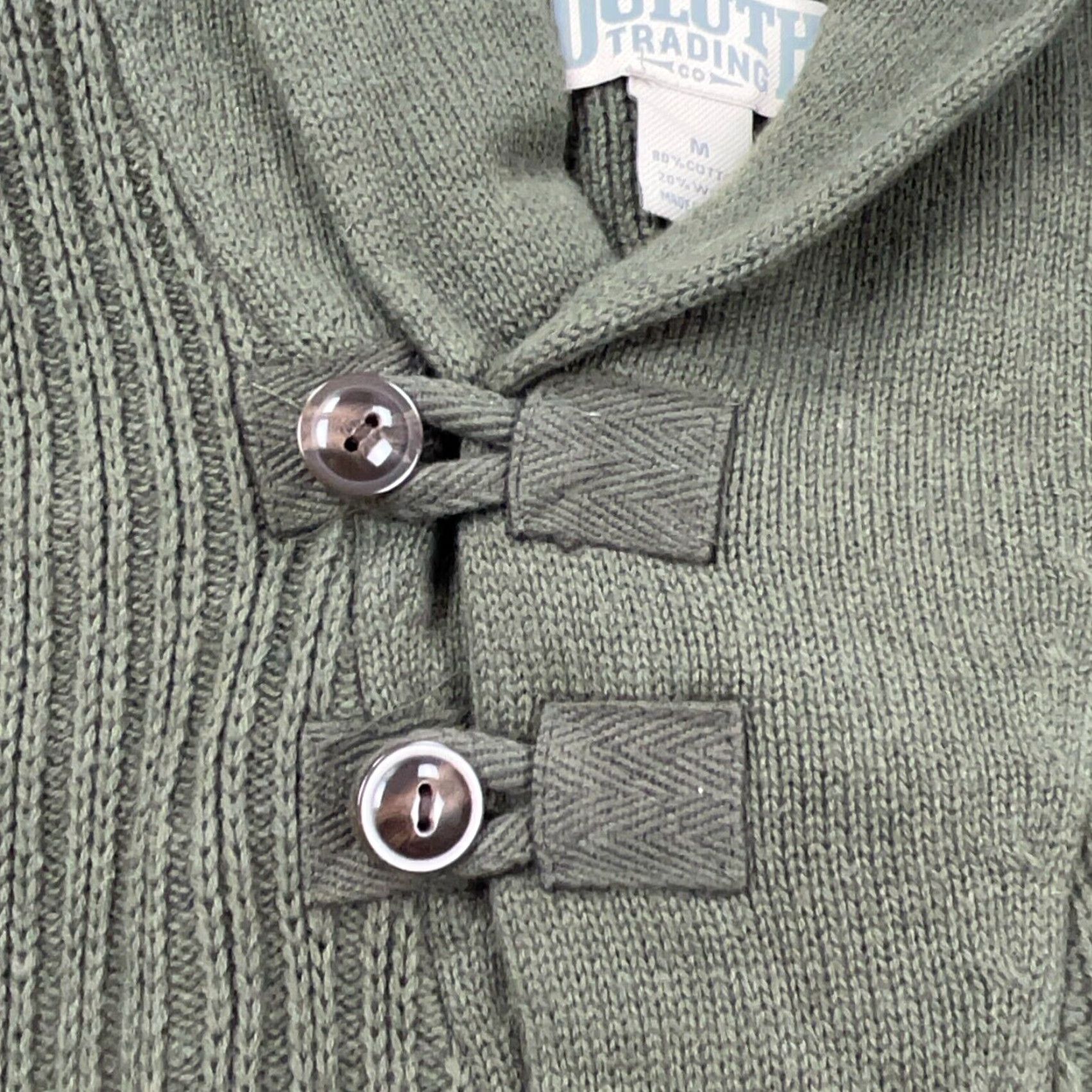 Olive VINTAGE Duluth Men’s Heavy Knit Shawl Collar Sweater Olive Green All Seasons Casual M Size US M / EU 48-50 / 2 - 4 Thumbnail