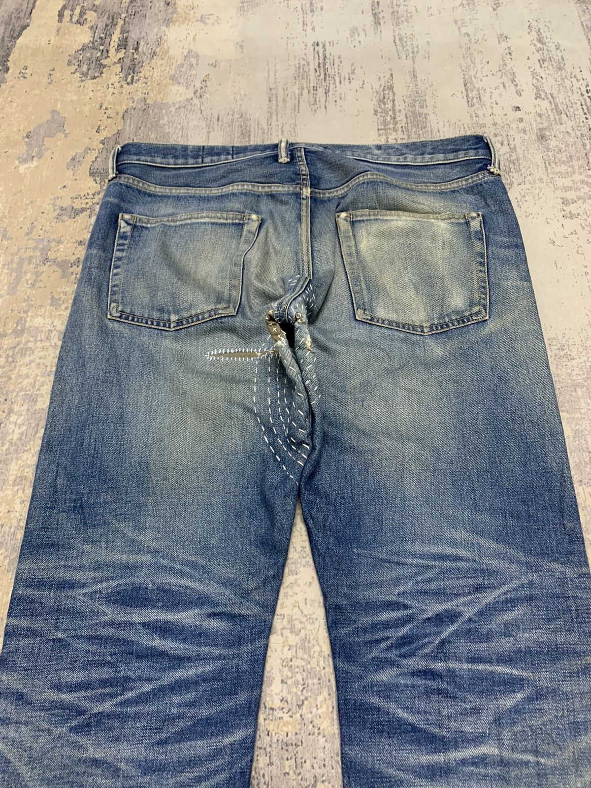 Japanese Brand Japanese Blue Work Custom Sashiko Boro Selvedge Denim Size US 35 - 18 Thumbnail