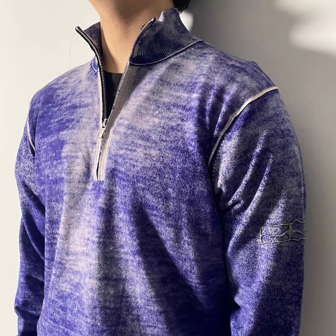Stone Island Stone Island Vintage Violet Gradient Washed Knit Size US XL / EU 56 / 4 - 1 Thumbnail