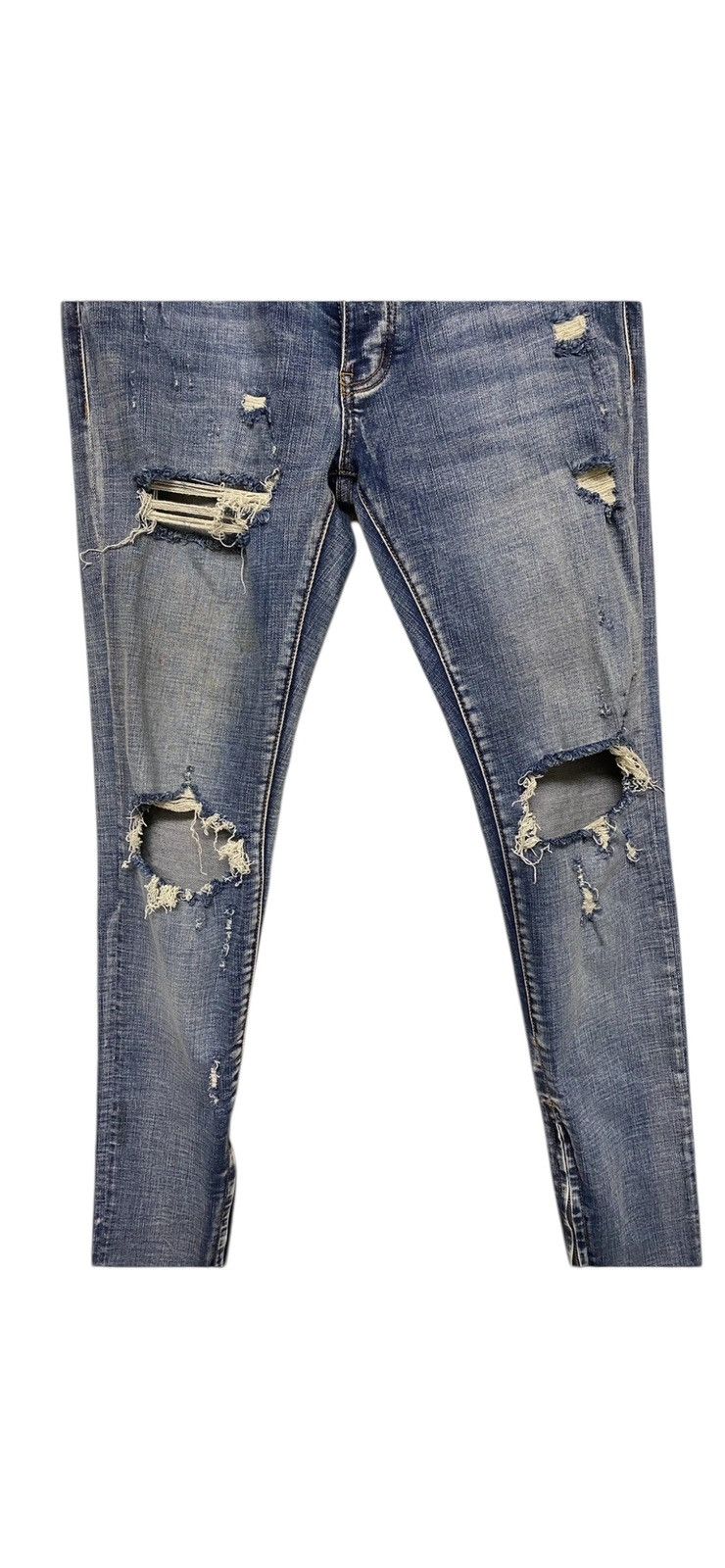 MNML MNML Original Denim Jeans Blownout Knee Zipper Ripped Jeans Size US 31 - 3 Thumbnail