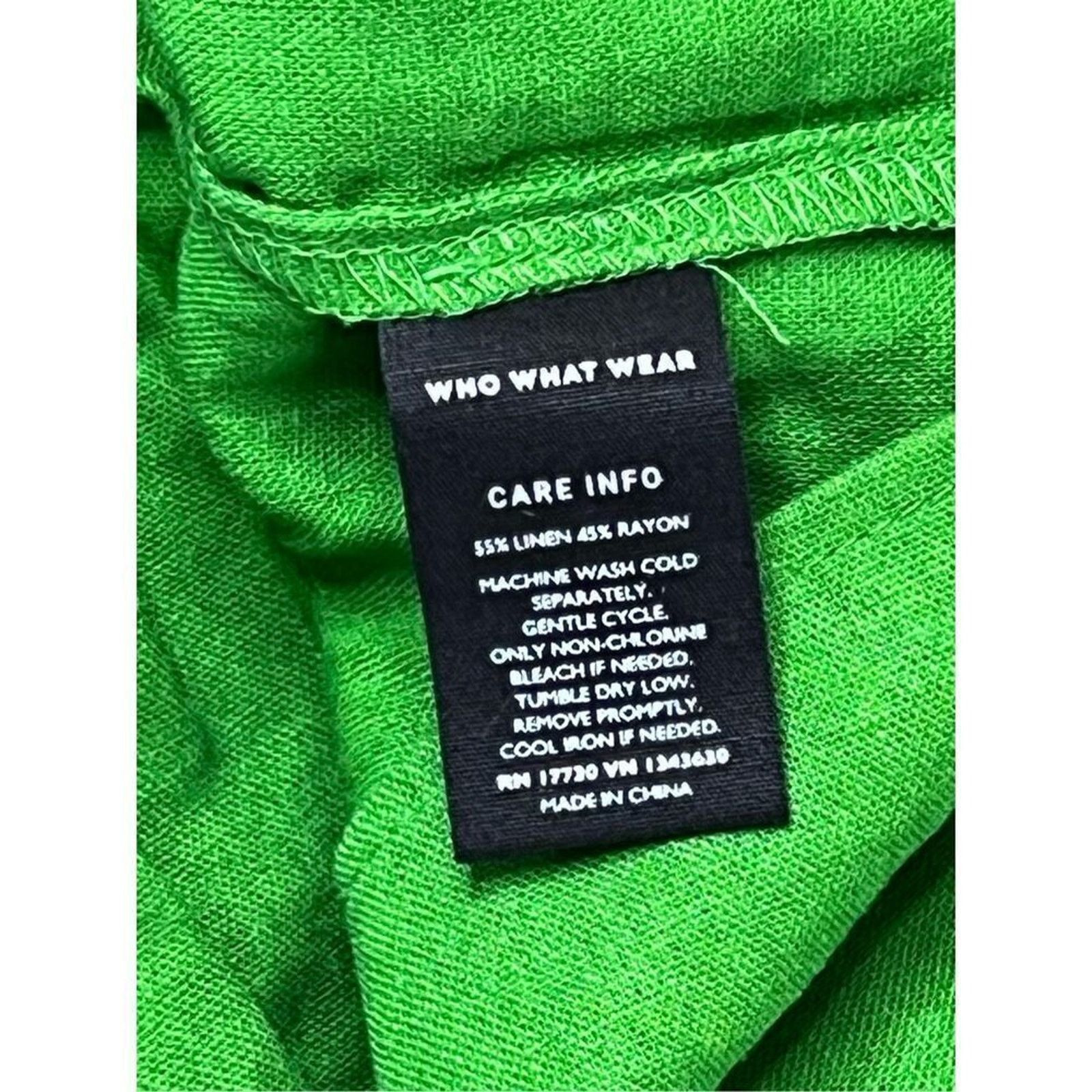 Other Who What Wear Linen Kelly Green Top Blouse LARGE NWOT Size L / US 10 / IT 46 - 7 Thumbnail
