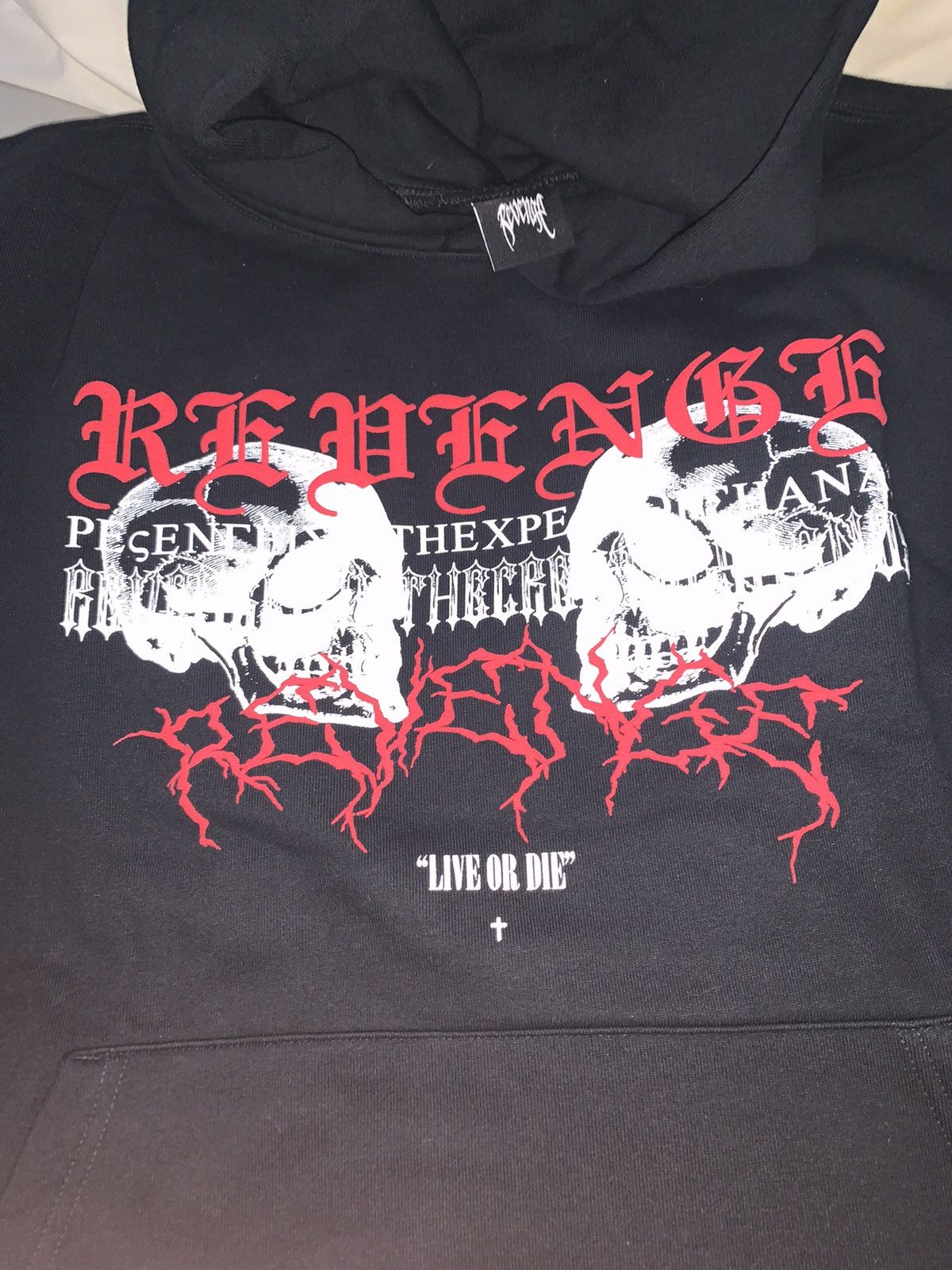 image of Revenge Staple Live Or Die Hoodie in Black, Men's (Size XL)