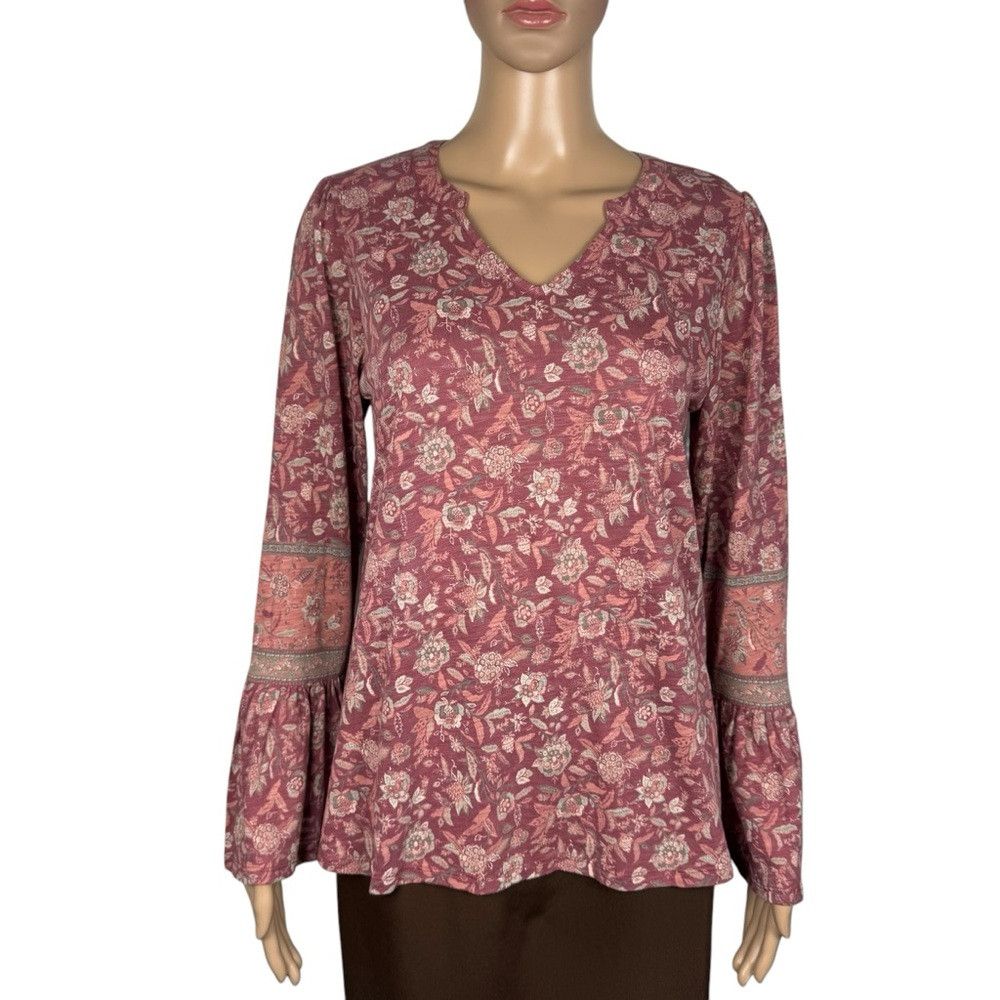 Lucky Brand NWT New $70 Lucky Brand Long Bell Sleeve Floral Top SIze S Size S / US 4 / IT 40 - 1 Thumbnail